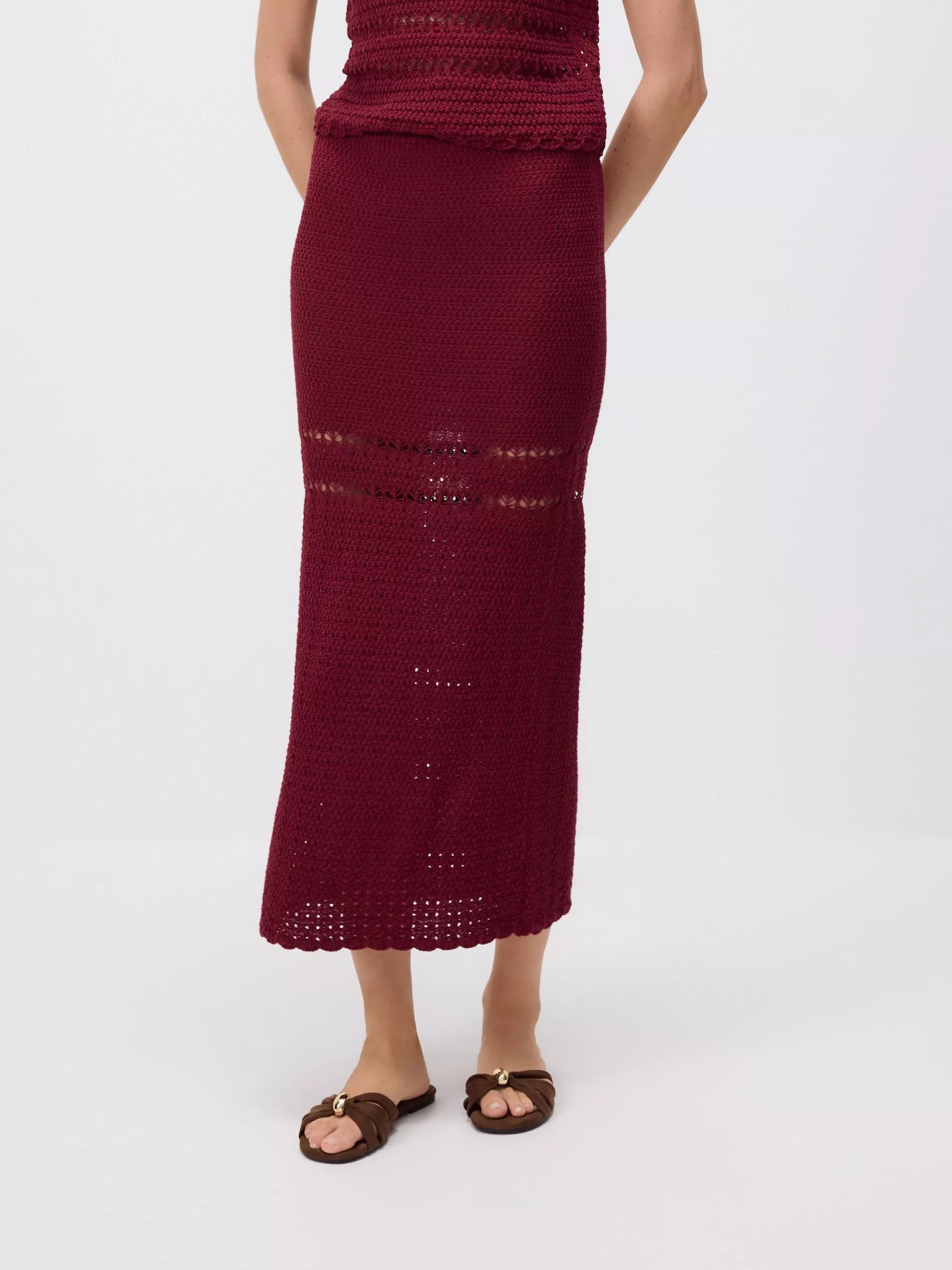 Maroon Maxi Jersey Skirt, , large image number 0