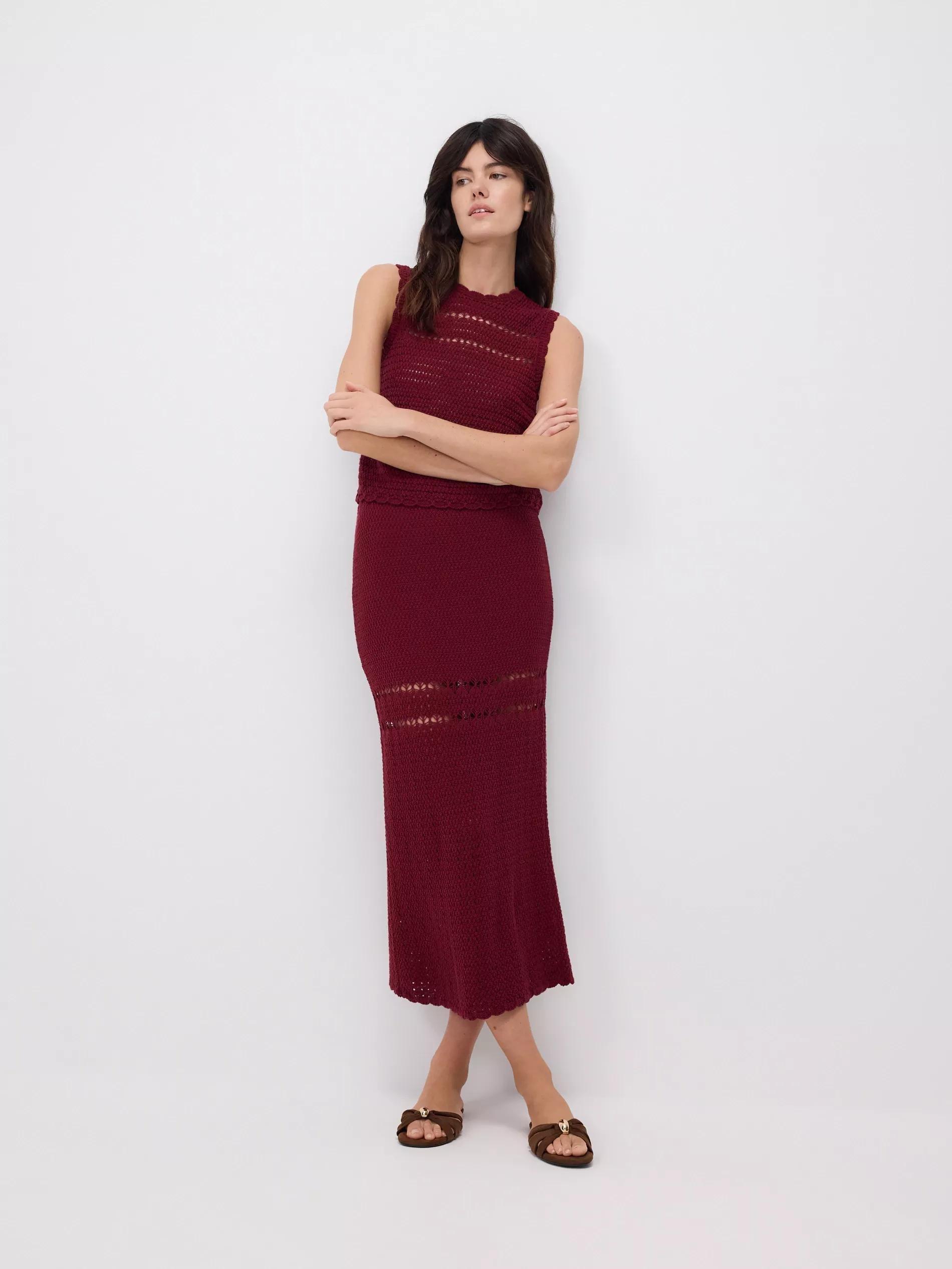 Maroon Maxi Jersey Skirt, , large image number 1