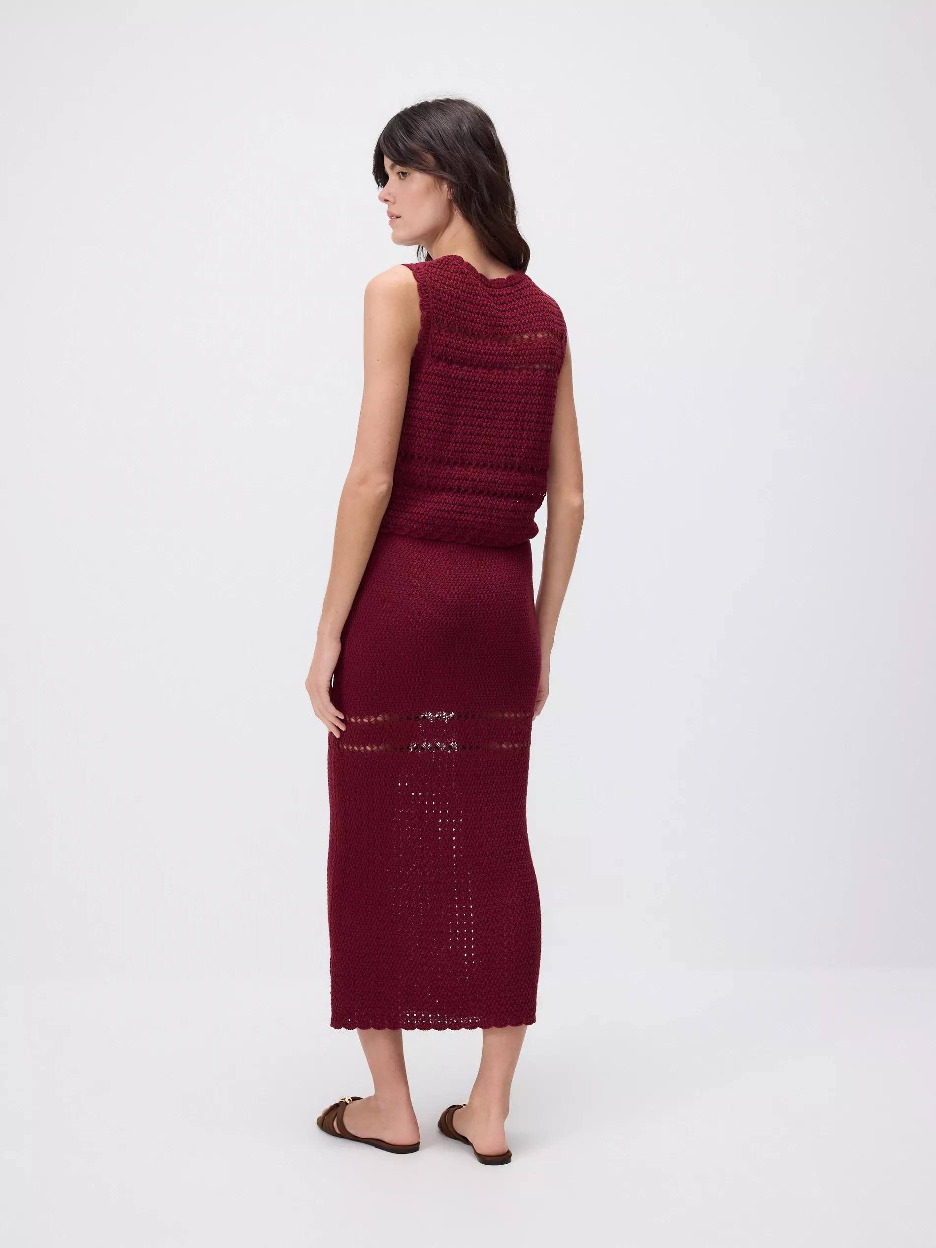 Maroon Maxi Jersey Skirt, , large image number 2
