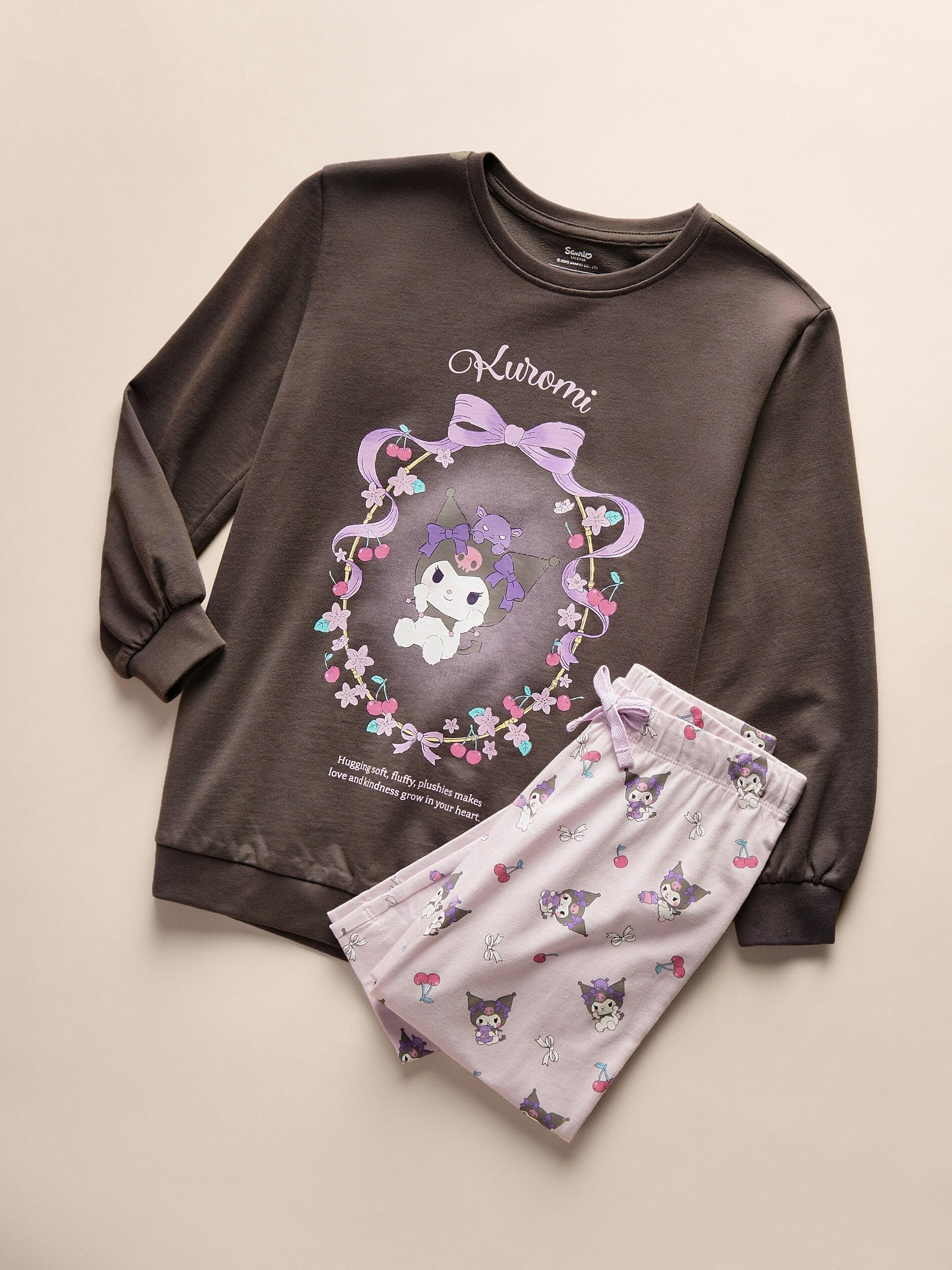 Grey Kuromi Two-Piece Pyjamas, Grey, large image number 2
