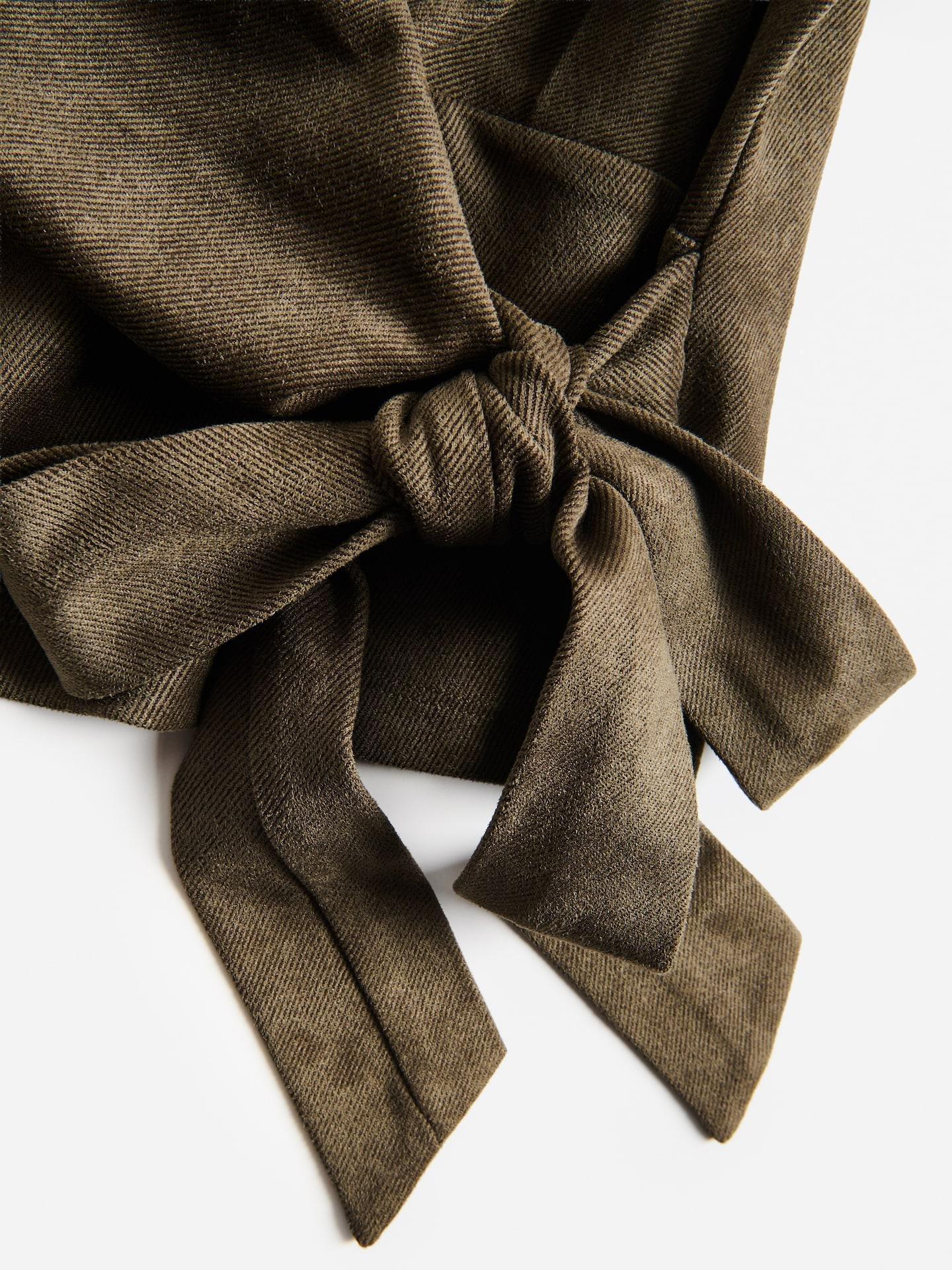 Brownish Green Blouse With Tie Details, Khaki, large image number 1