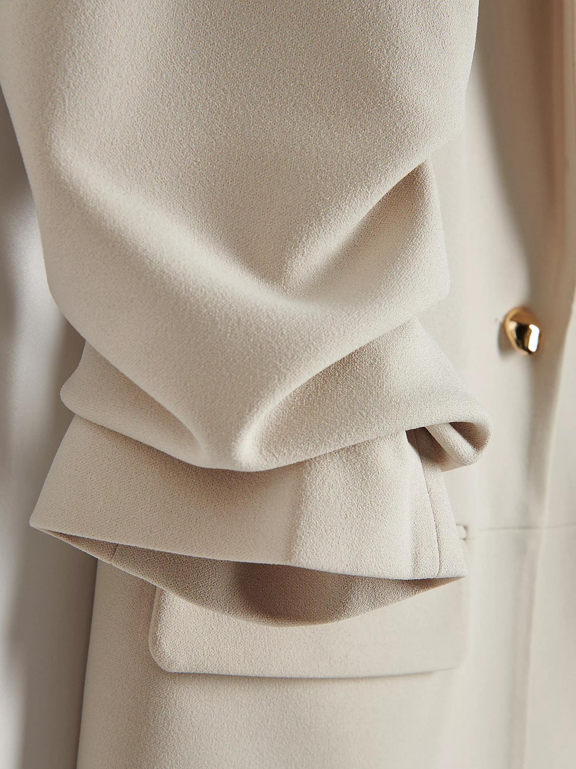 Beige Plain Suit Jacket, , large image number 8