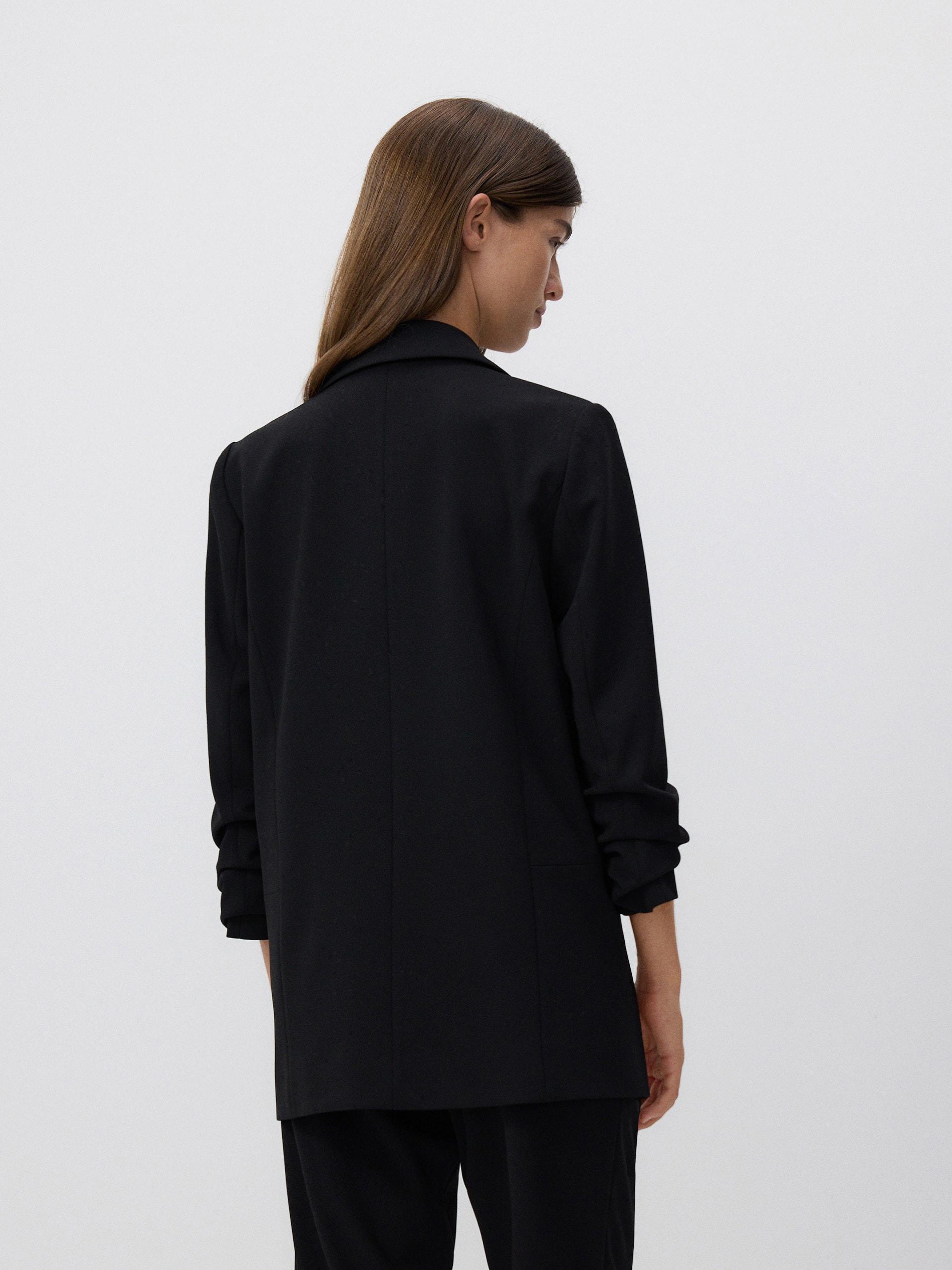 Black Plain Oversized Jacket, , large image number 3