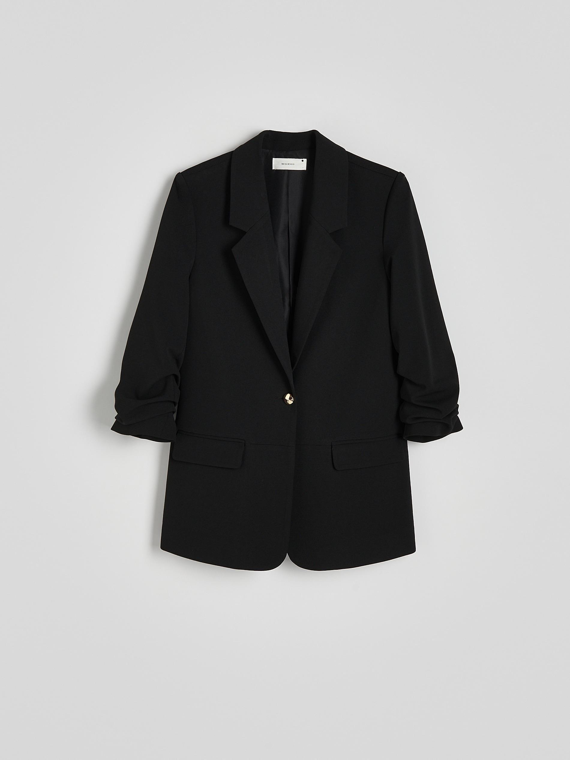 Black Plain Oversized Jacket, , large image number 4
