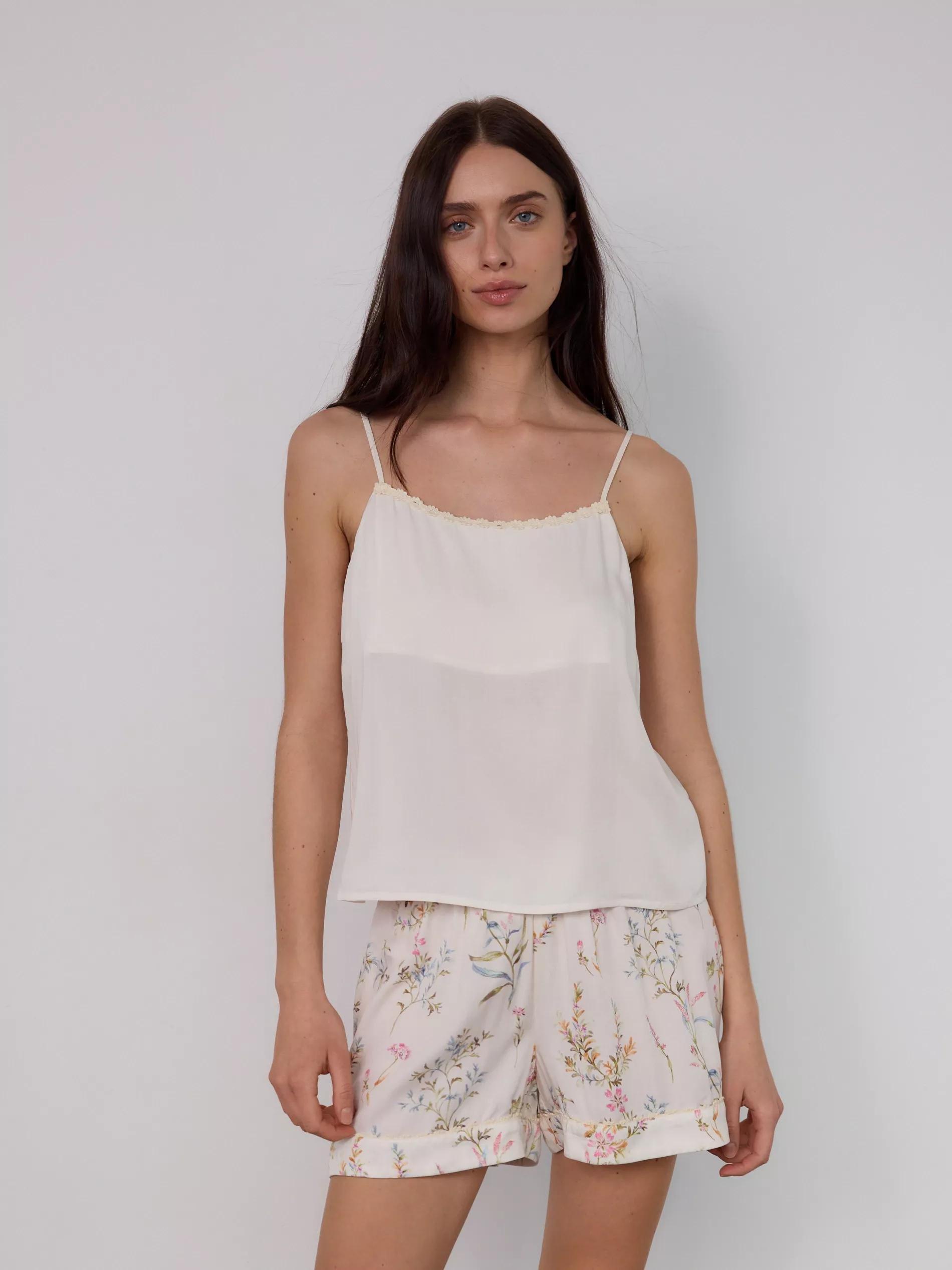 Multicolour Two-Piece Viscose Pajamas, Ivory, large image number 0