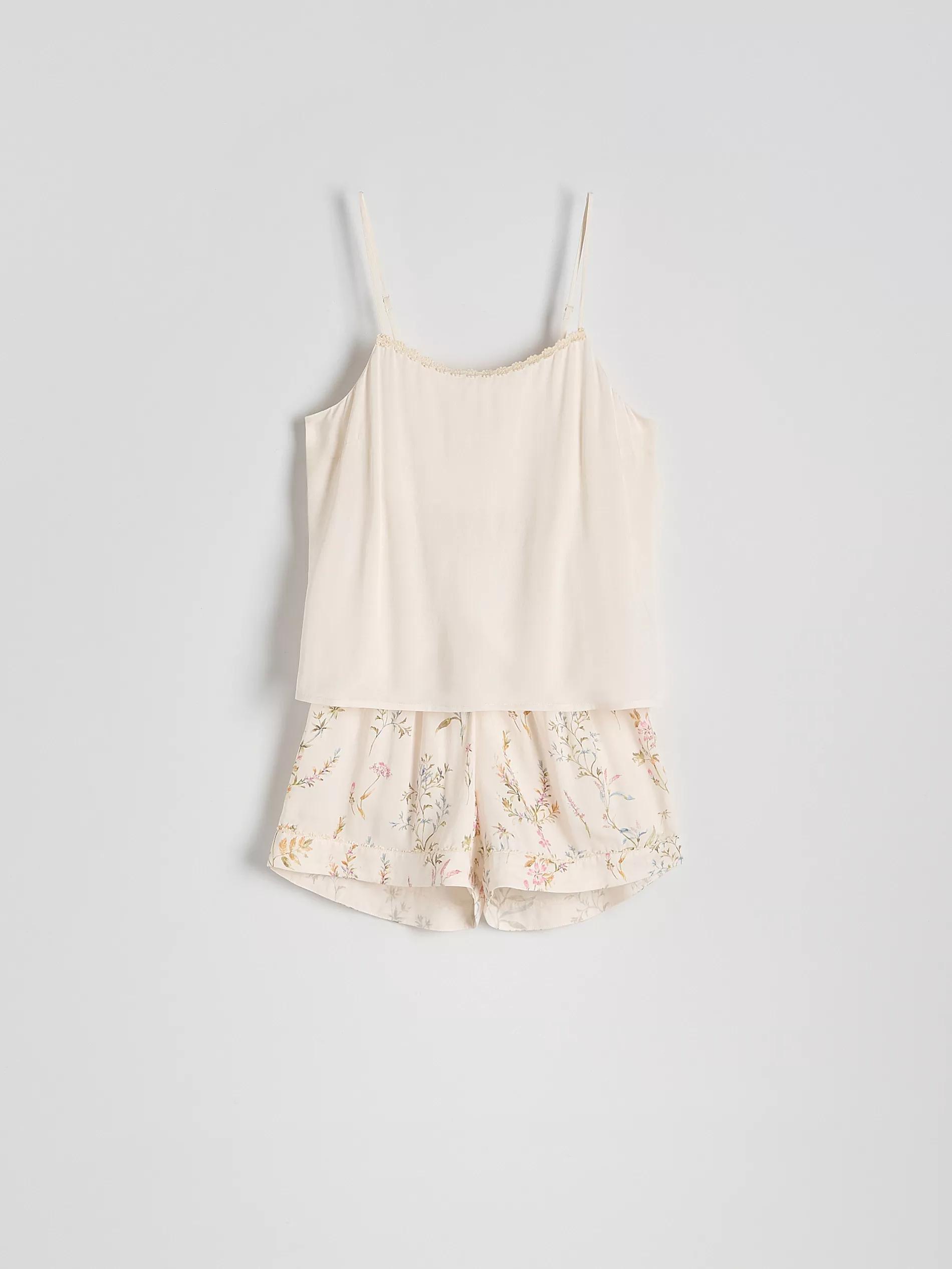 Multicolour Two-Piece Viscose Pajamas, Ivory, large image number 3