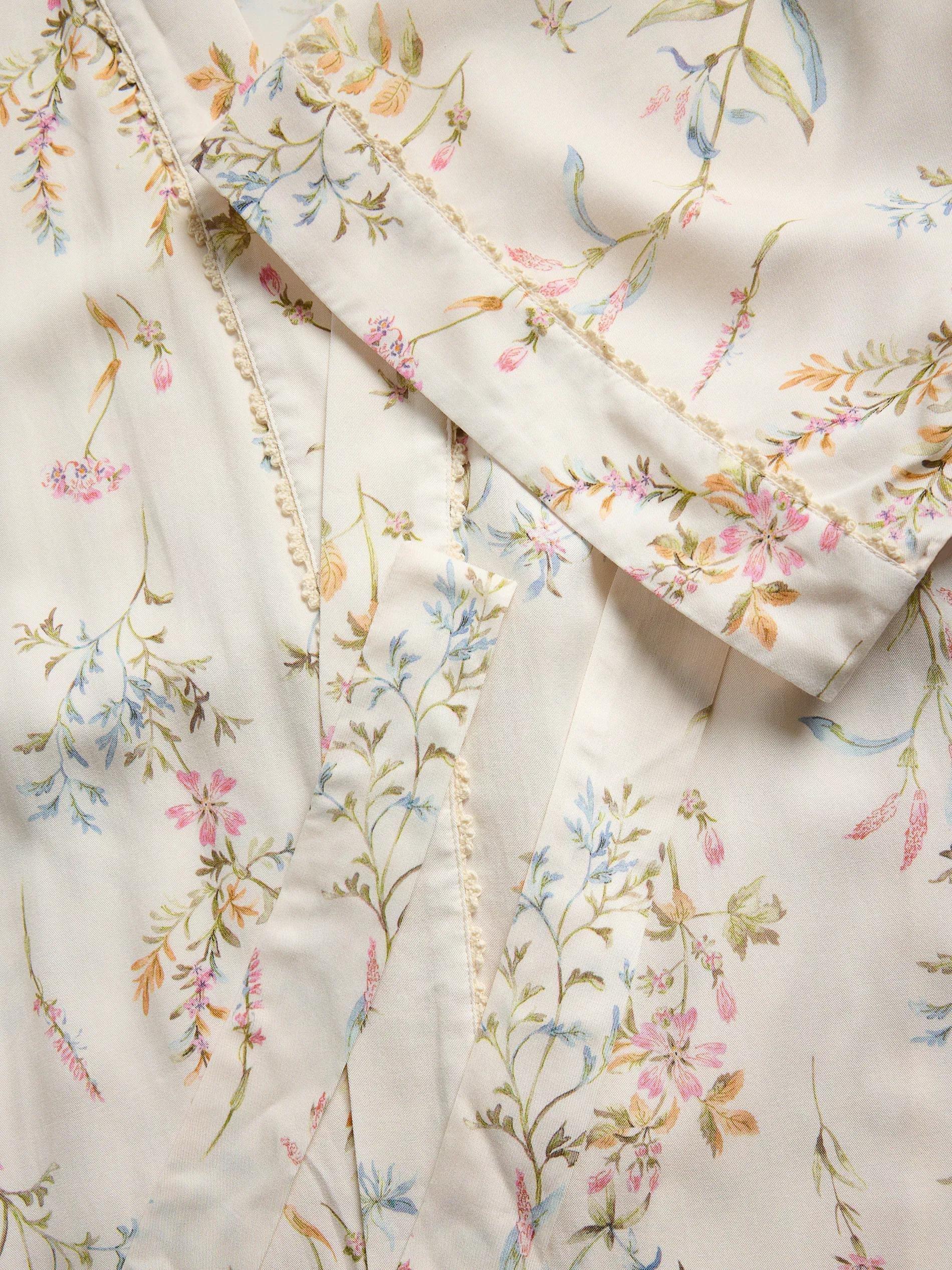 Multicolour Patterned Viscose Bathrobe, Ivory, large image number 4