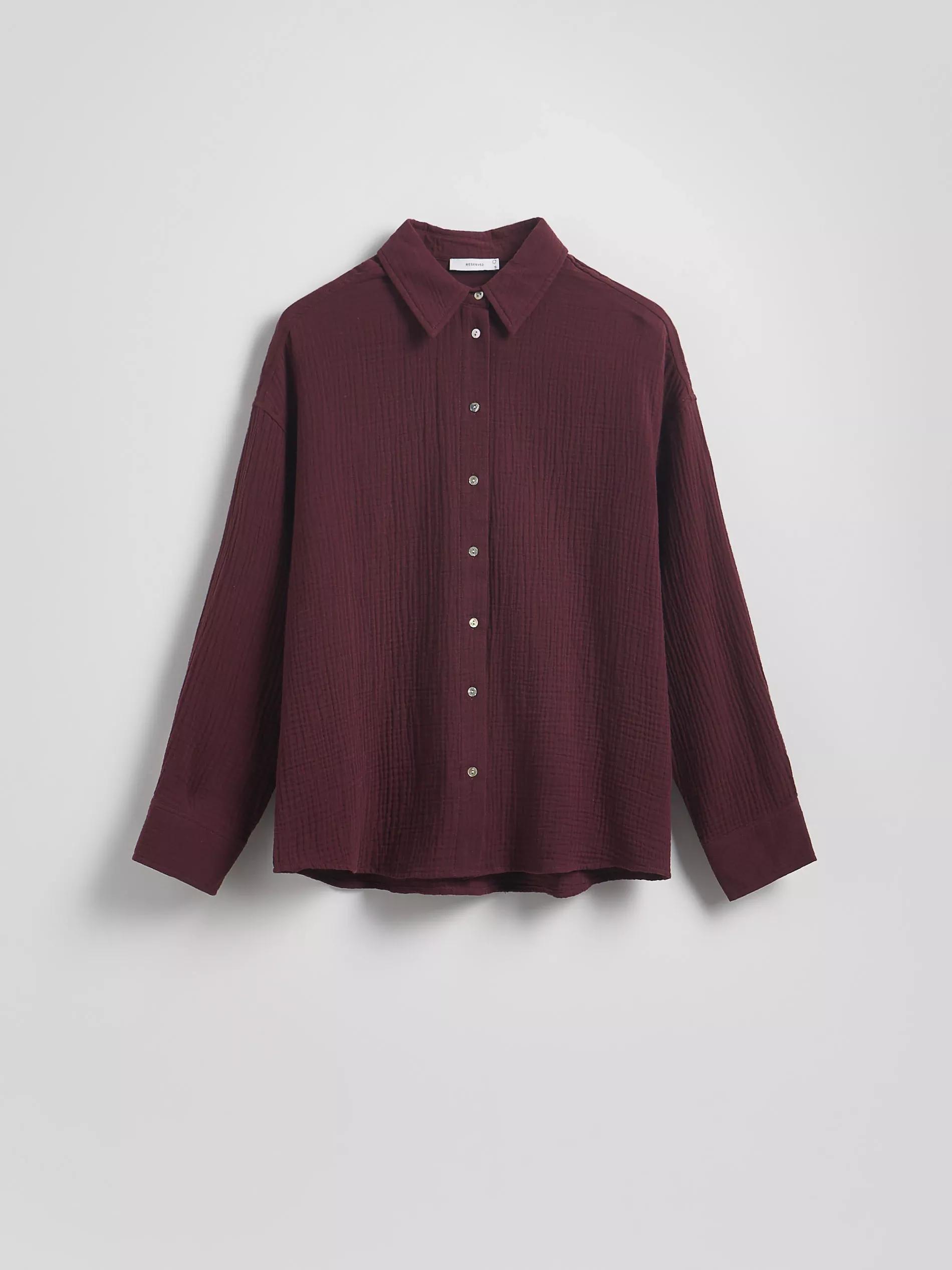 Maroon Oversized Cotton Muslin Shirt, , large image number 5