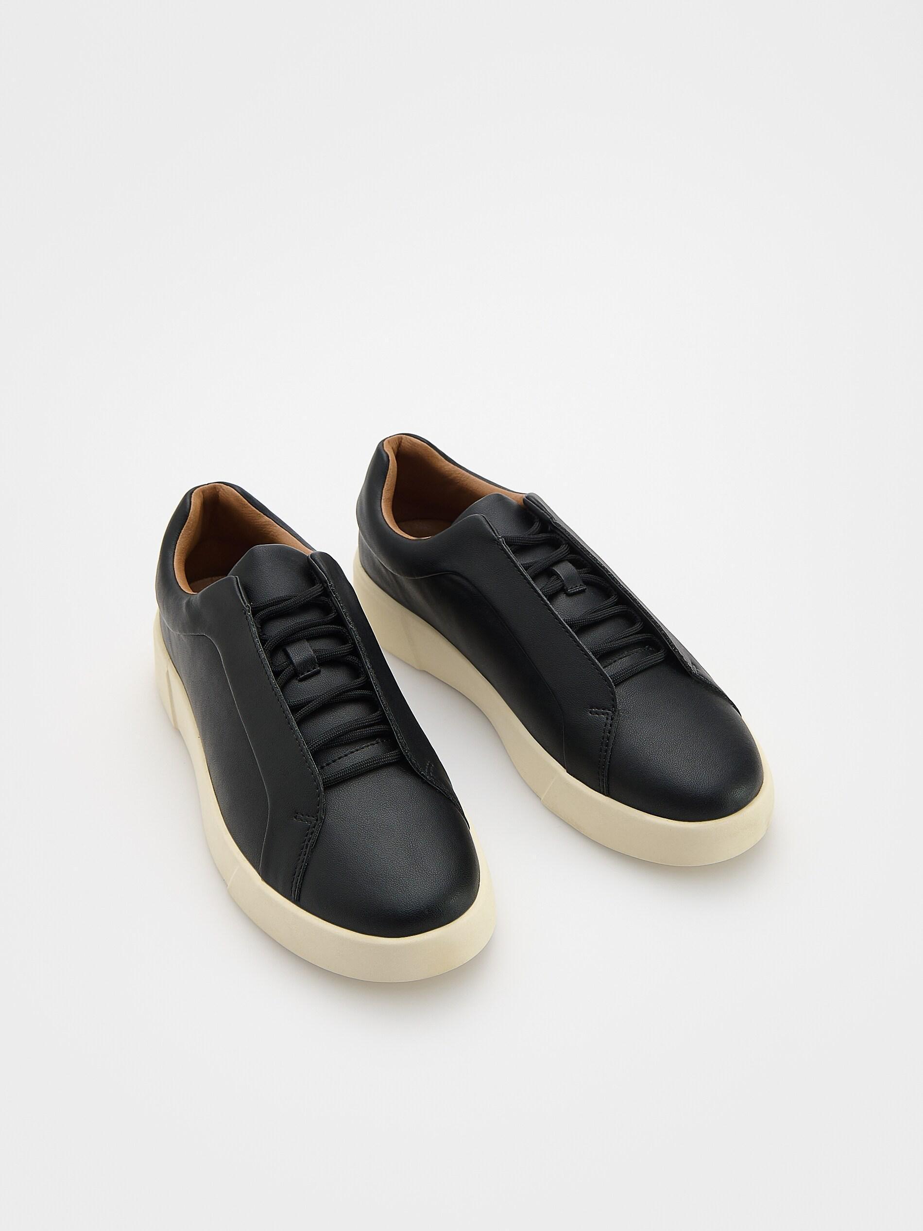 Black High Leather Content Sneakers, Black, medium