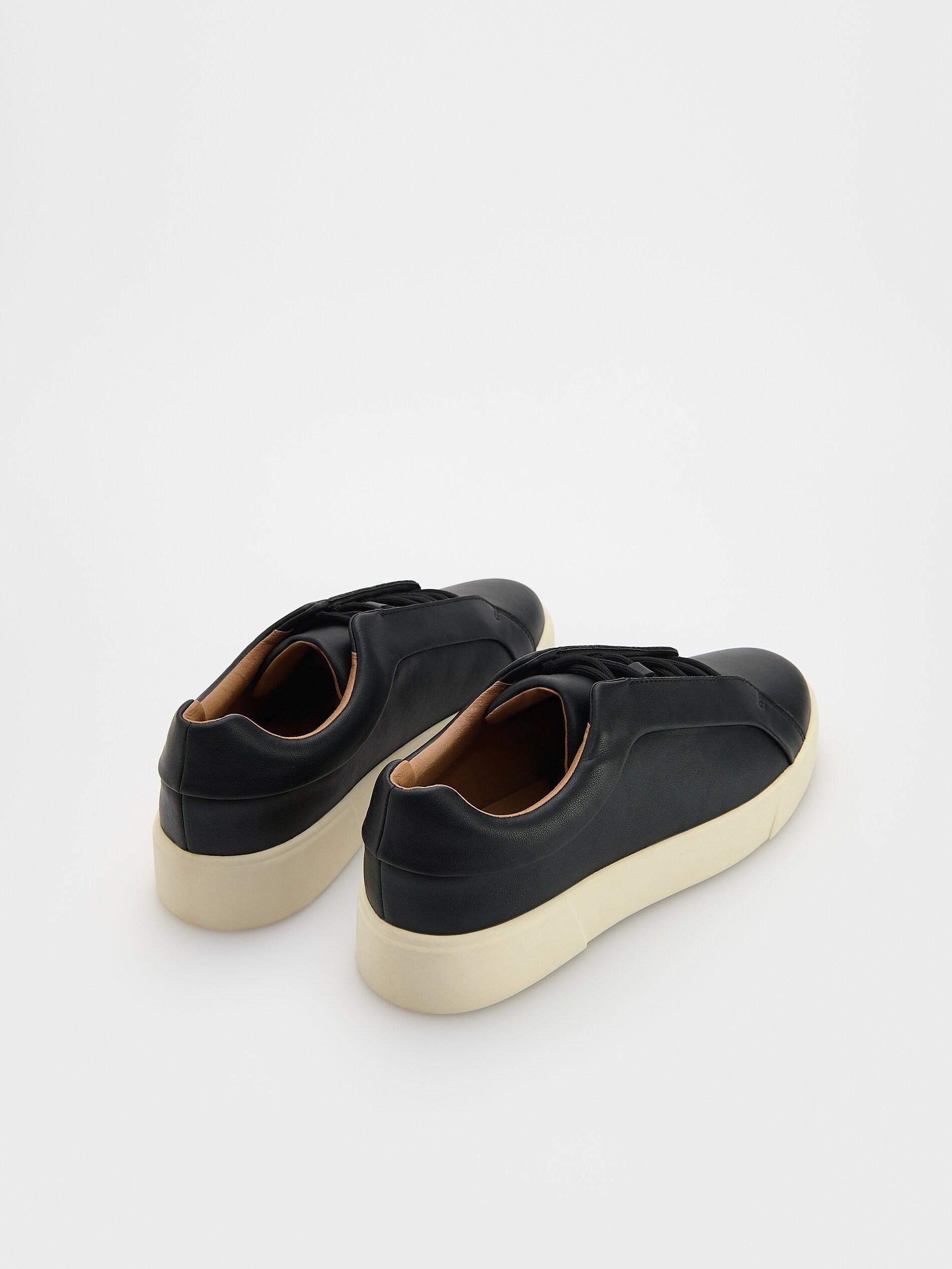 Black High Leather Content Sneakers, Black, medium