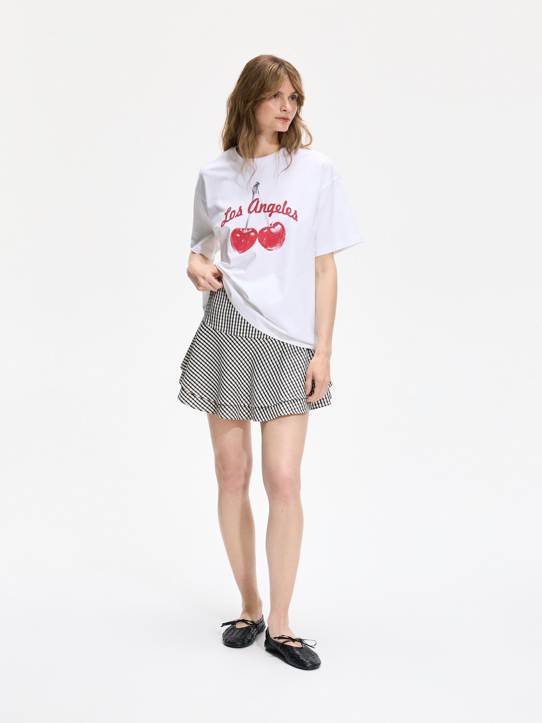 Black Check Mini Skirt, Black, large image number 1
