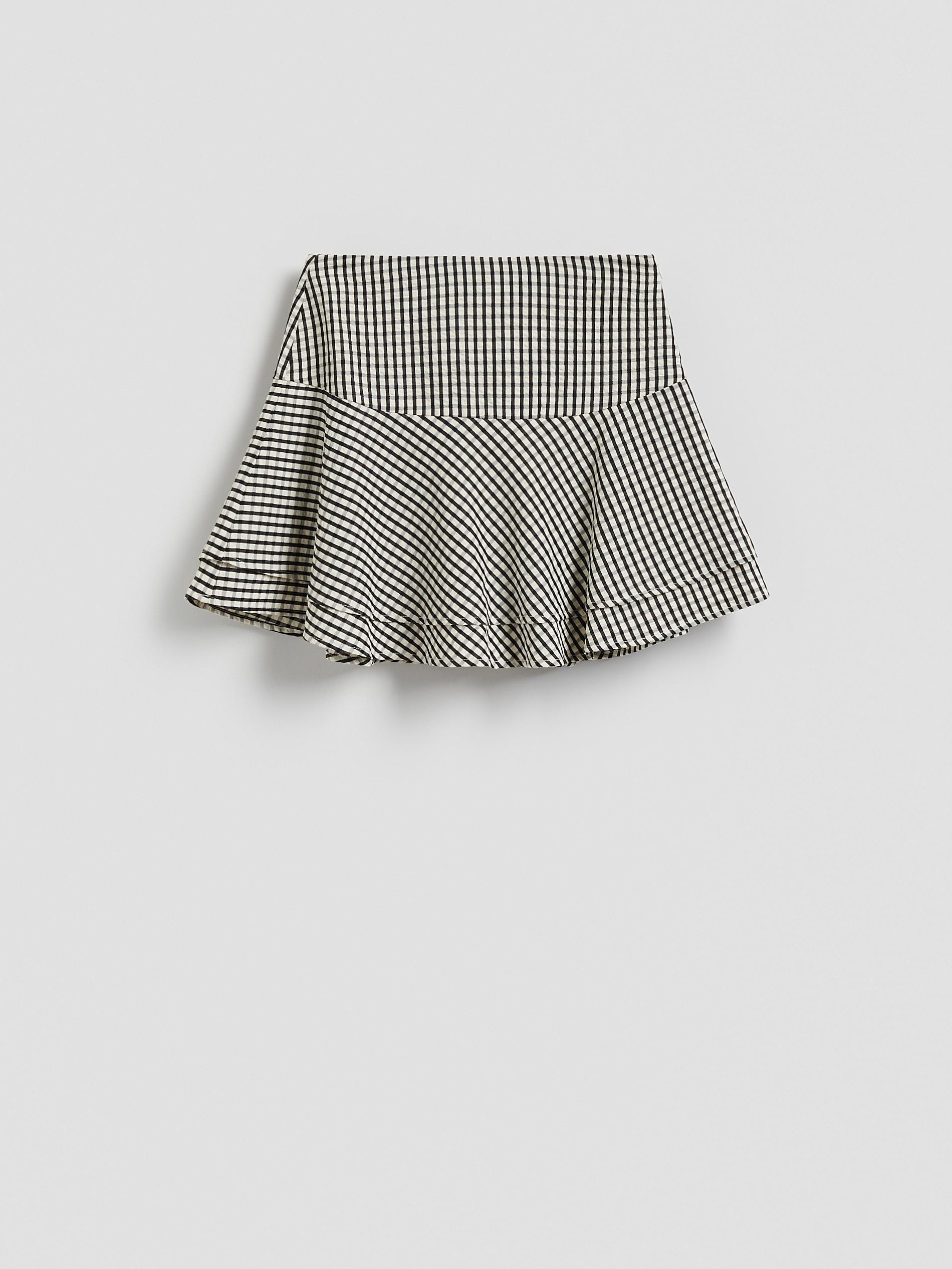 Black Check Mini Skirt, Black, large image number 3