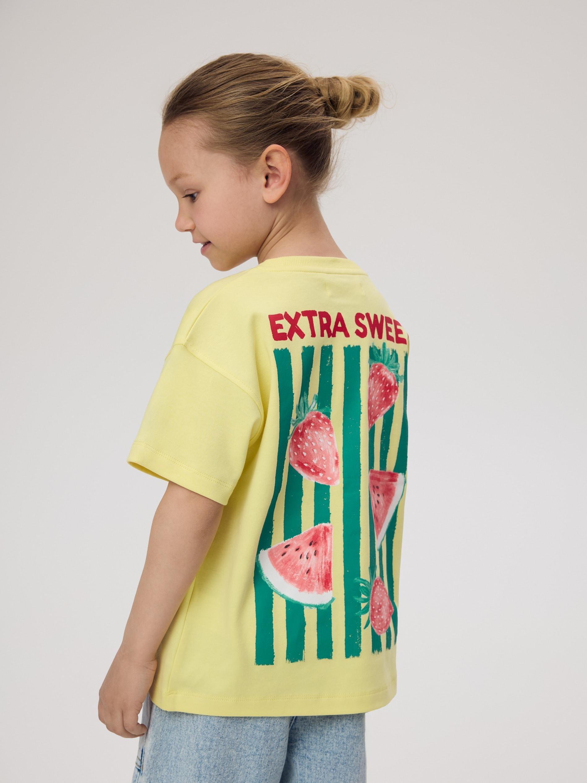Yellow Cotton T-Shirt With Application, Yellow, large image number 1