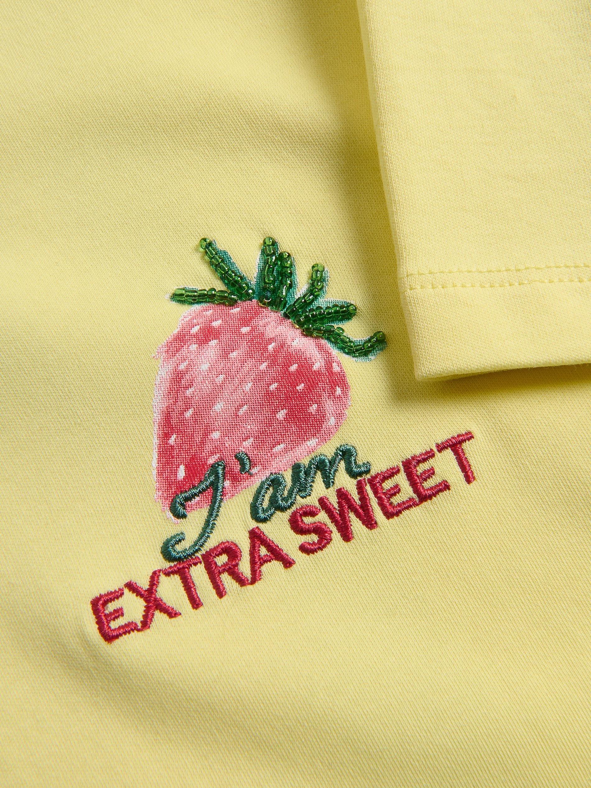 Yellow Cotton T-Shirt With Application, Yellow, large image number 3