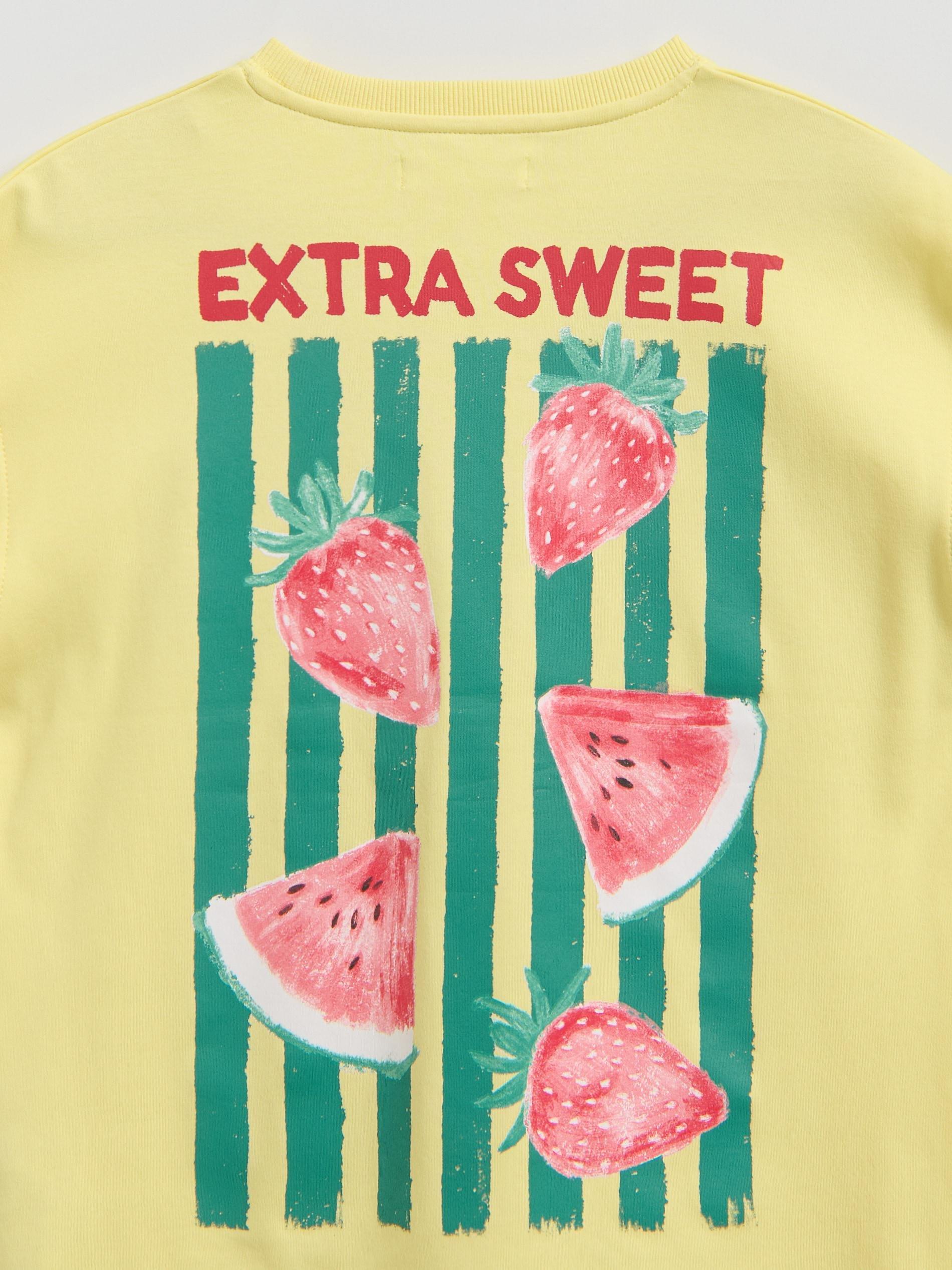 Yellow Cotton T-Shirt With Application, Yellow, large image number 4