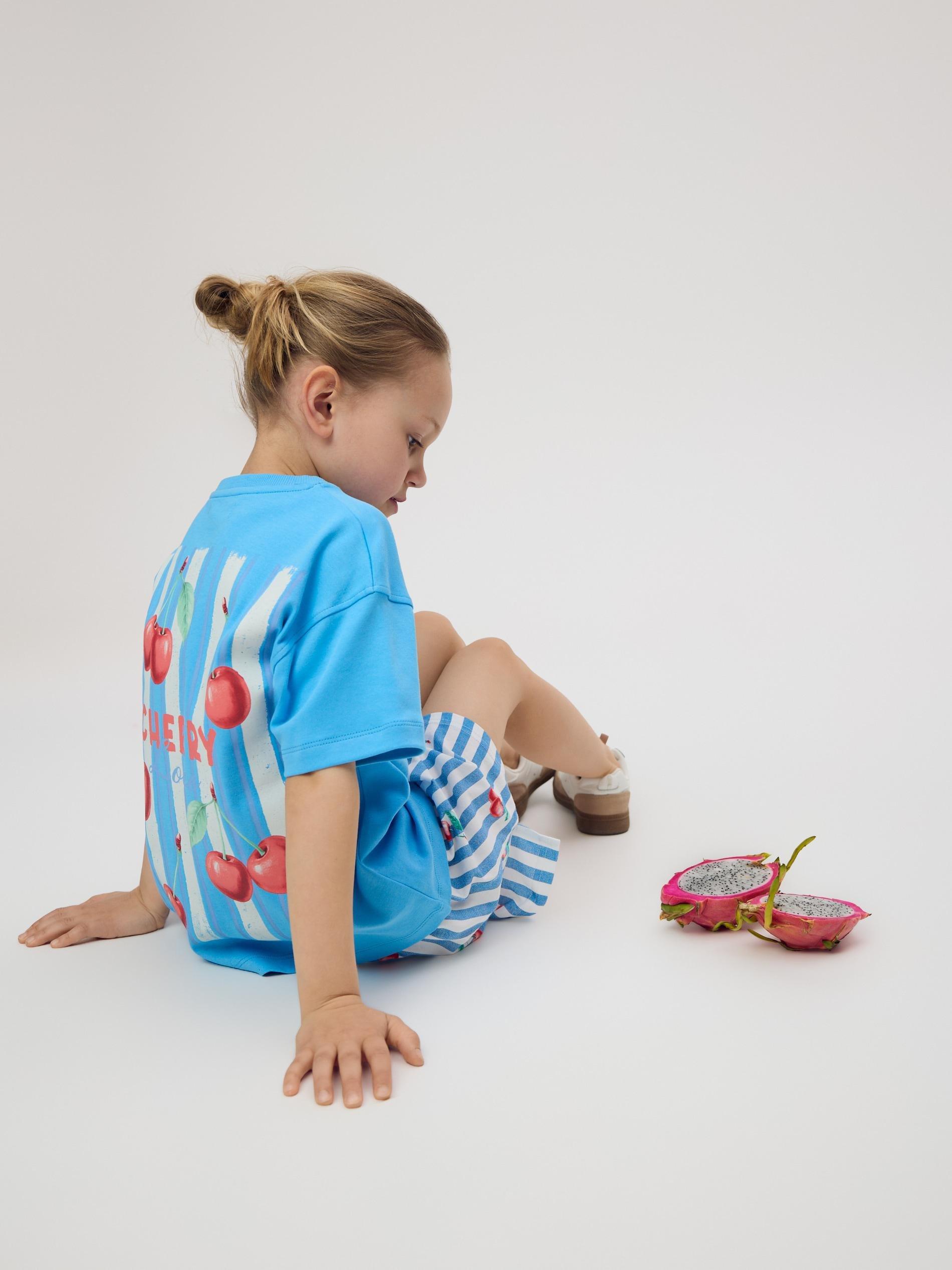 Blue Cotton T-Shirt With Application, Turquoise, large image number 0