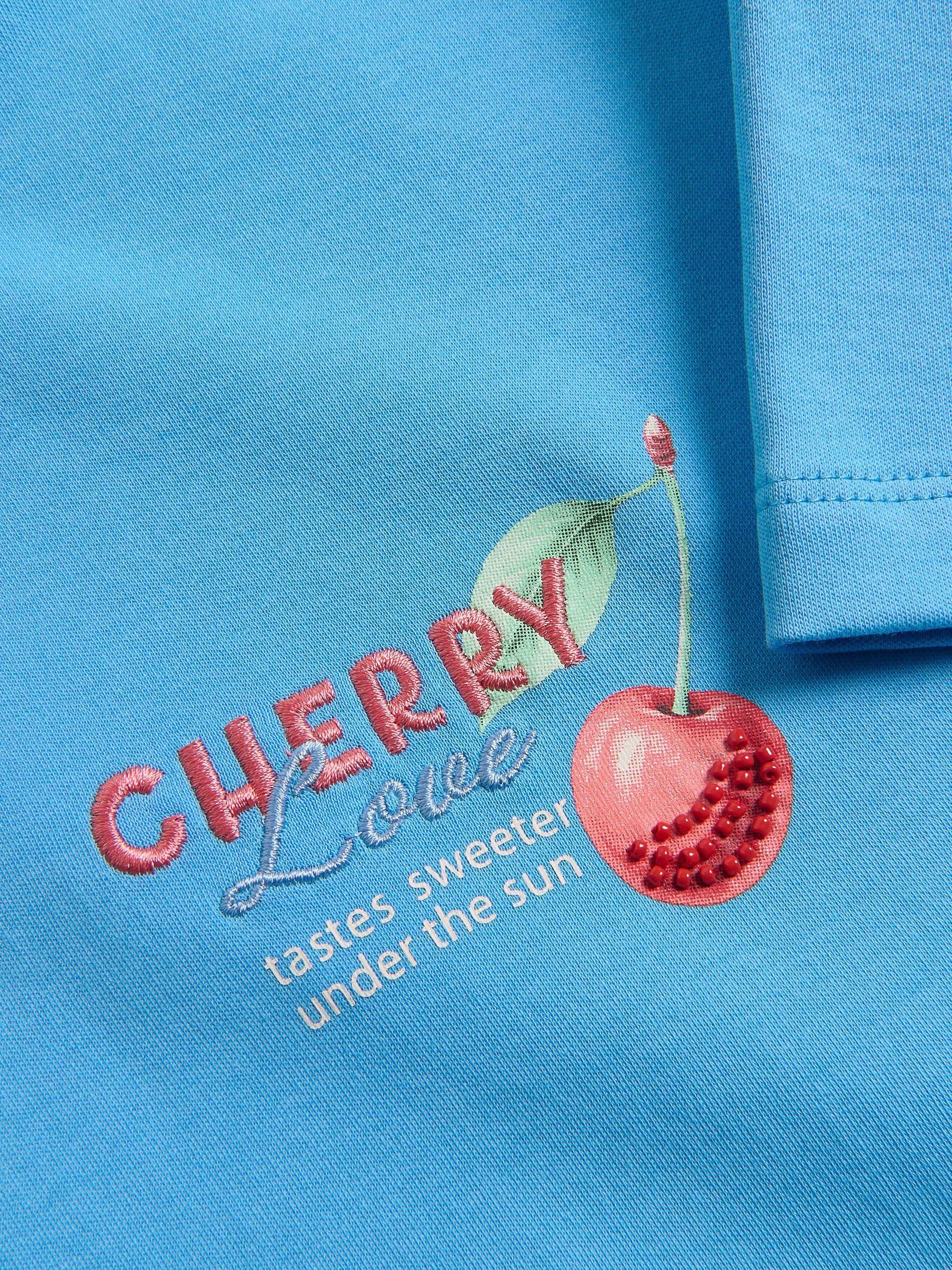Blue Cotton T-Shirt With Application, Turquoise, large image number 3