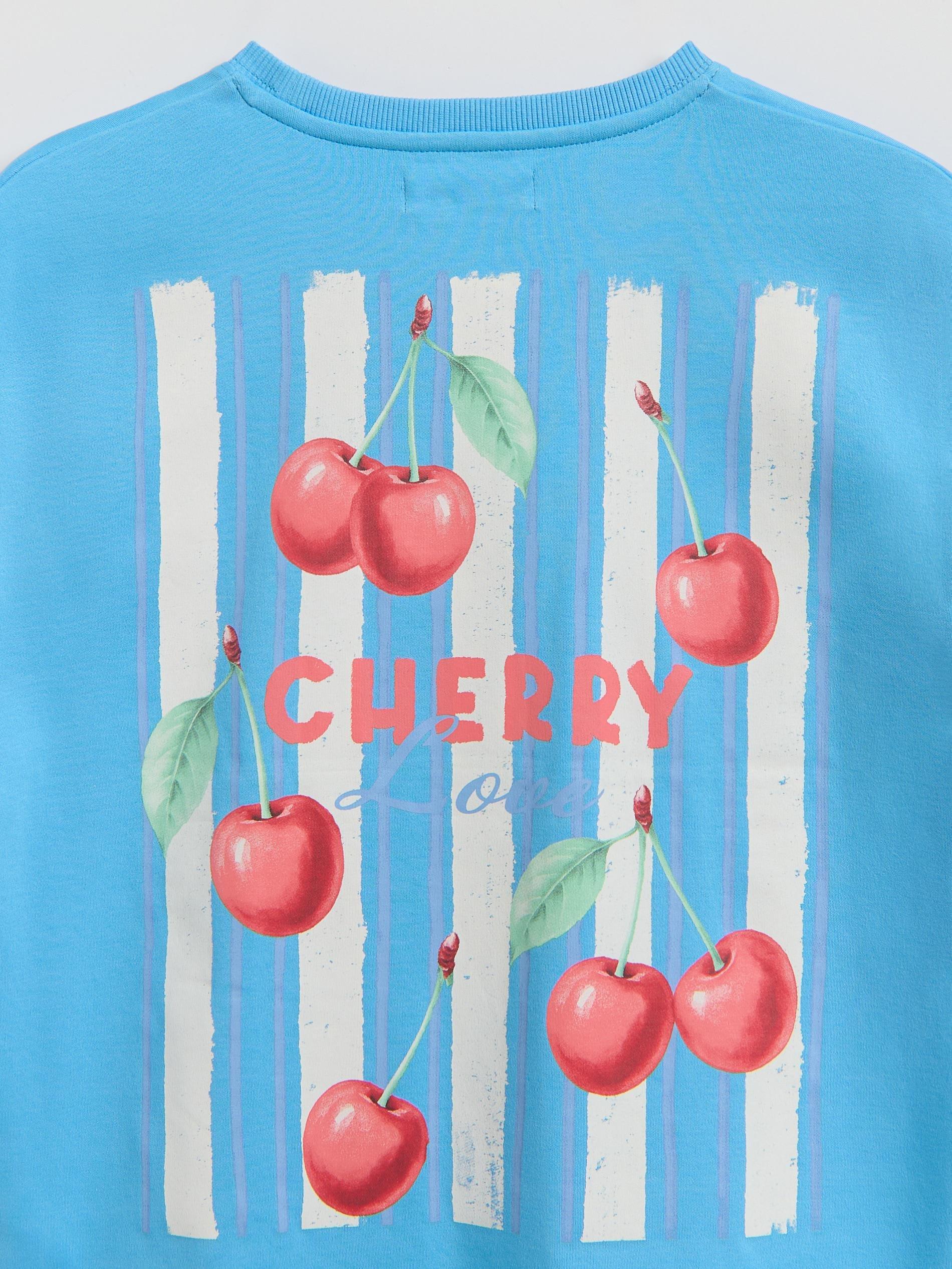 Blue Cotton T-Shirt With Application, Turquoise, large image number 4