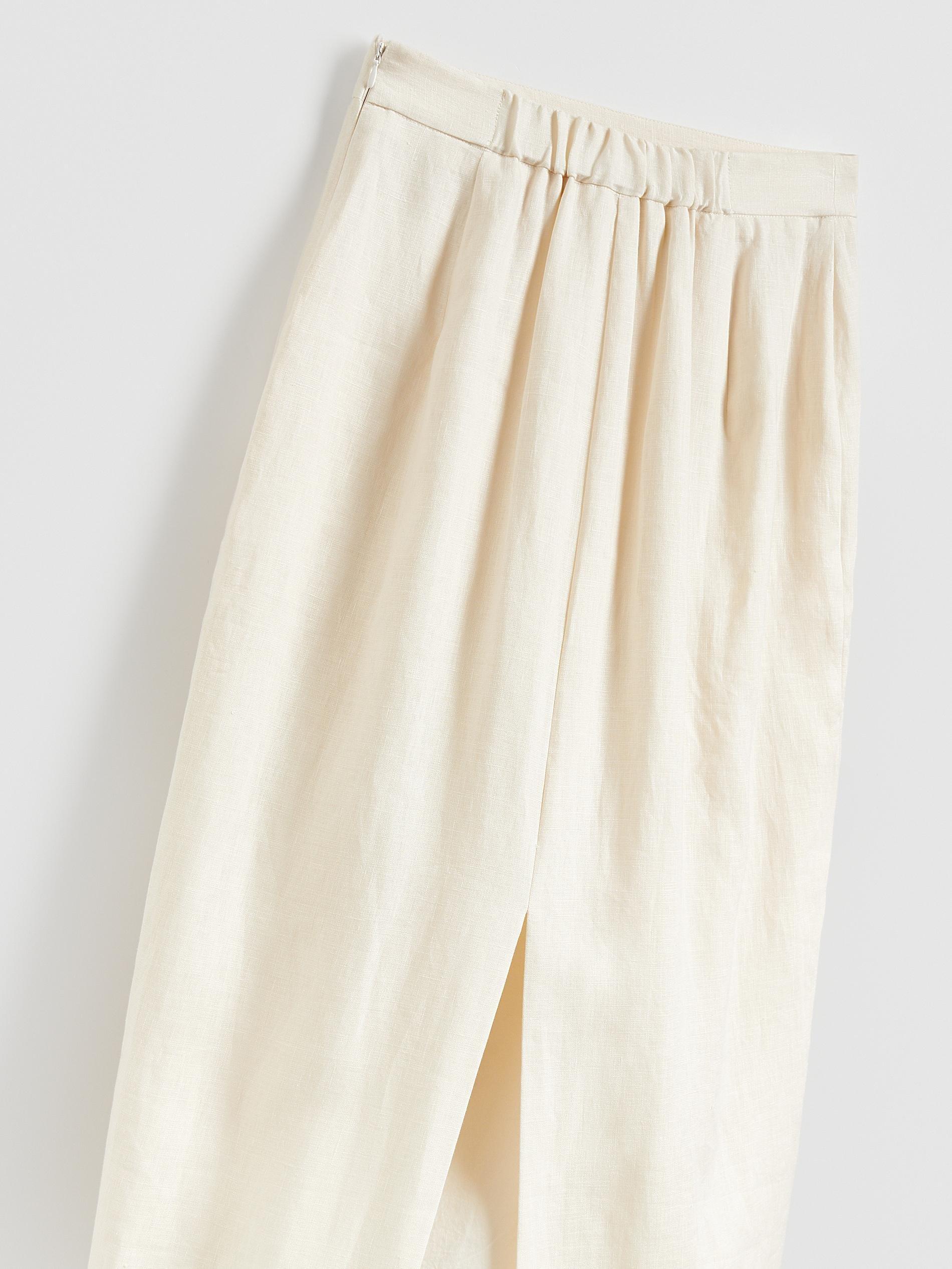 Cream Linen Skirt, Ivory, large image number 4
