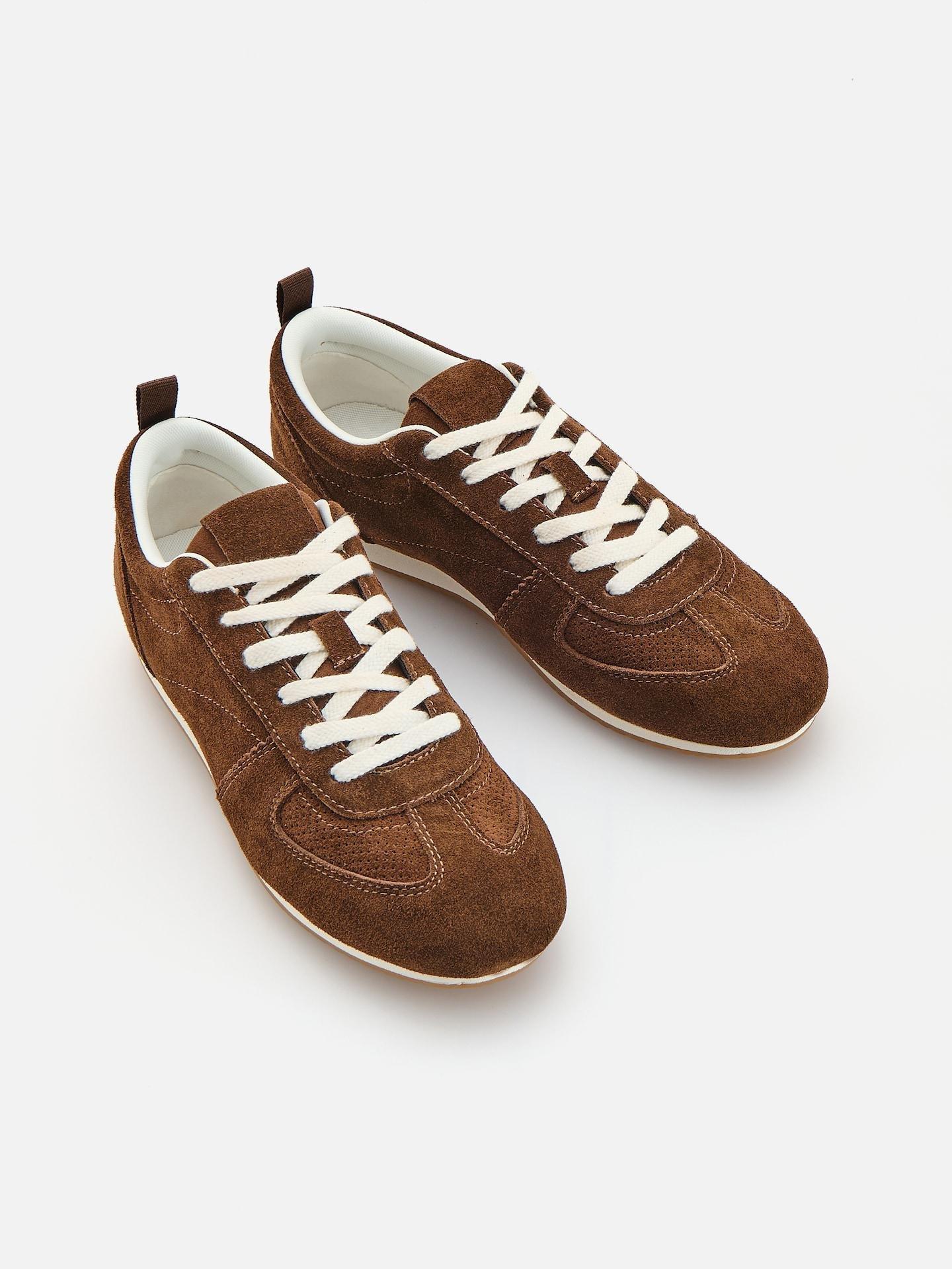 Brown Leather Rich Sneakers, Brown, medium