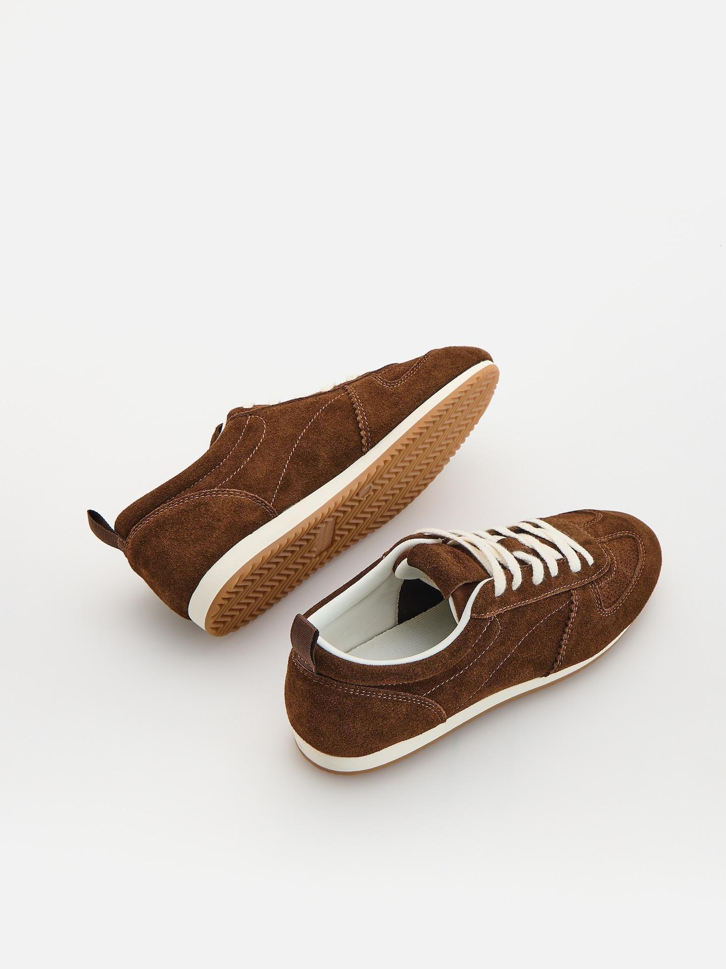 Brown Leather Rich Sneakers, Brown, medium