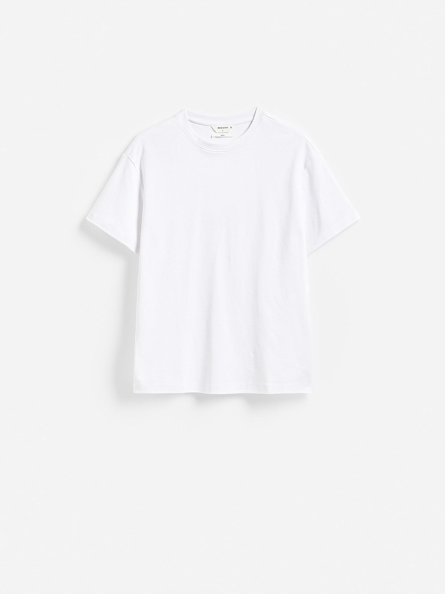 White Boxy T-Shirt With Cotton Blend, White, medium
