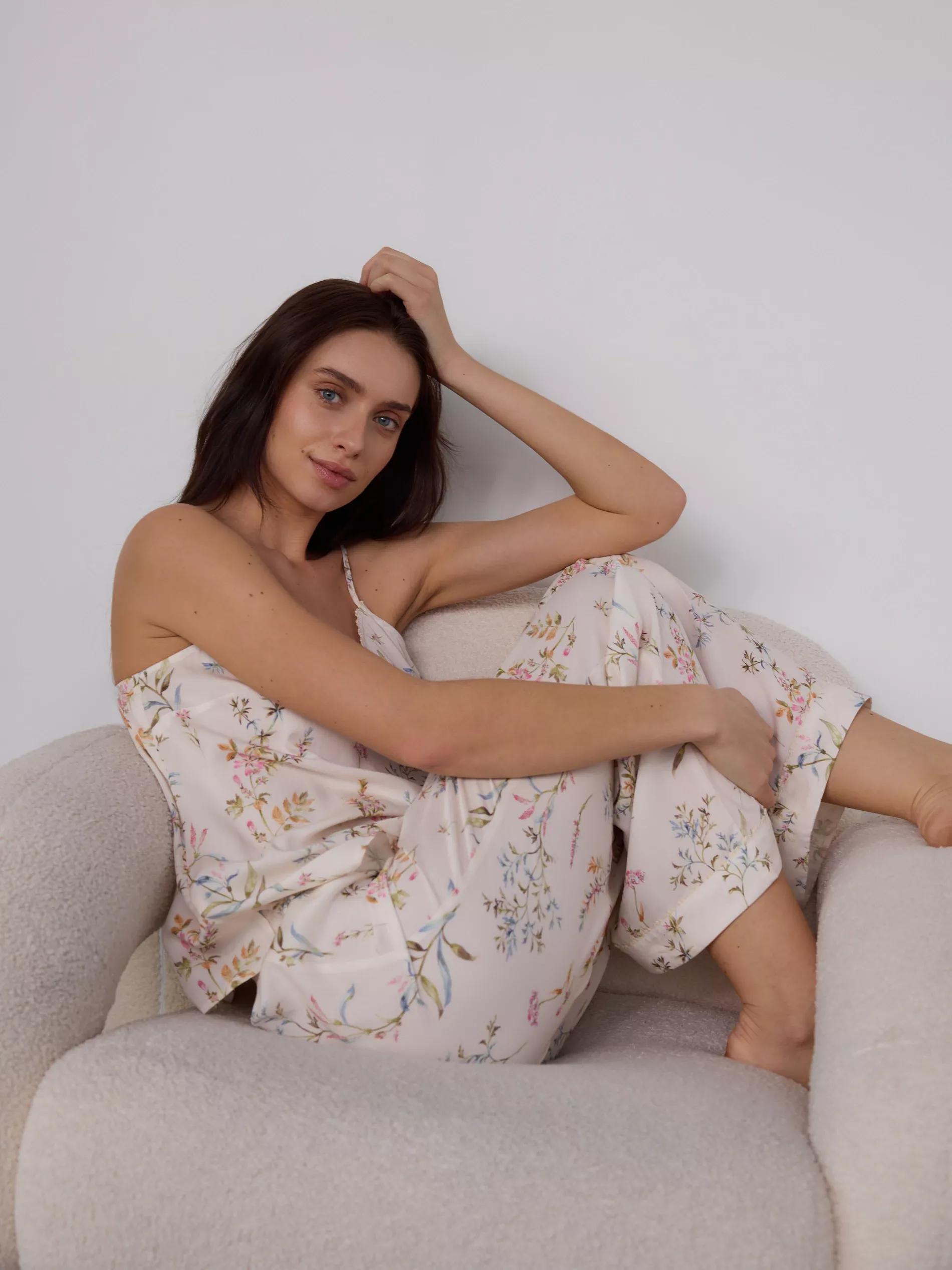 Multicolour Two-Piece Viscose Pajamas, , large image number 1