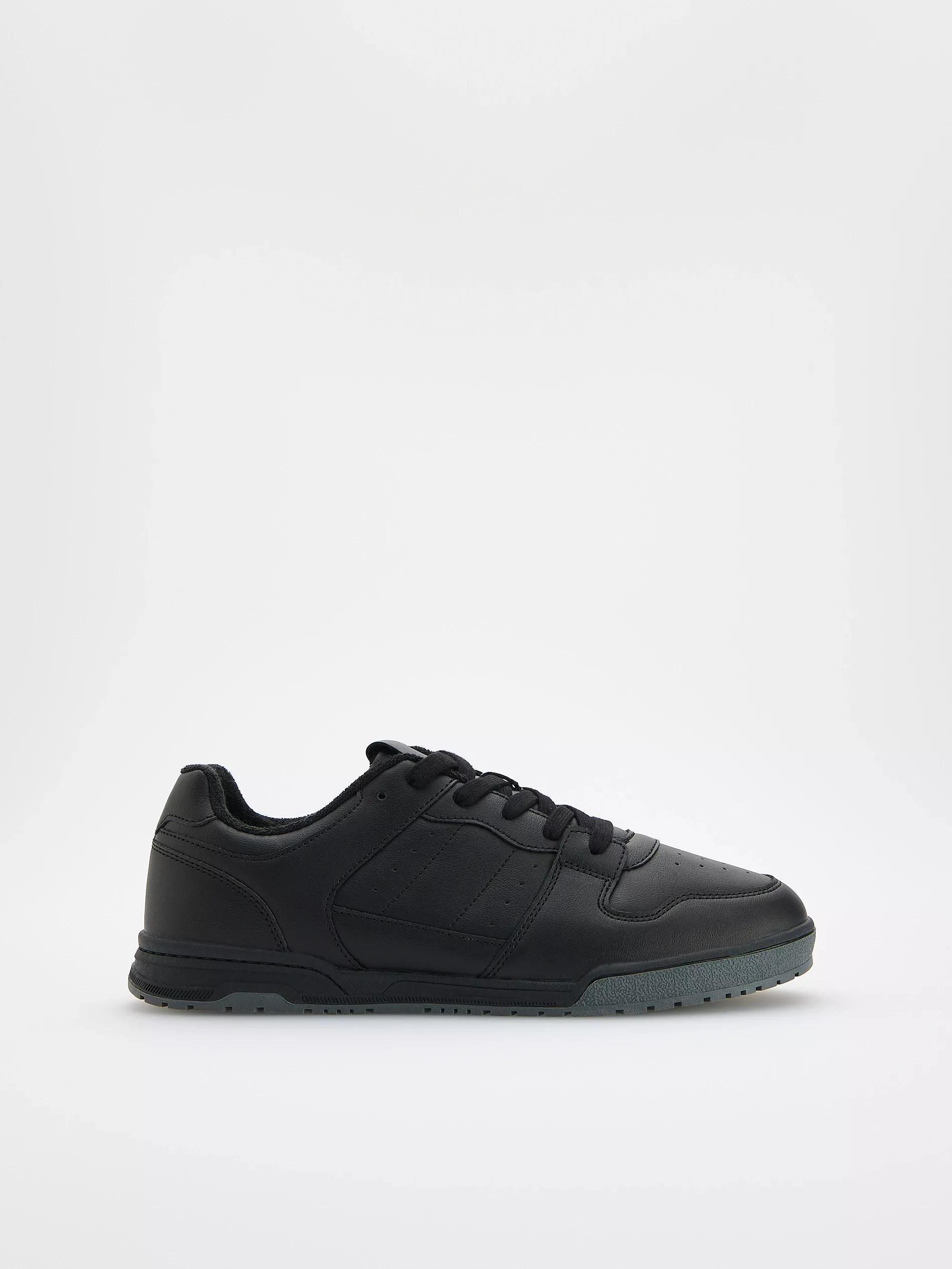 Black Eco-Leather Sports Shoes, Black, large image number 0