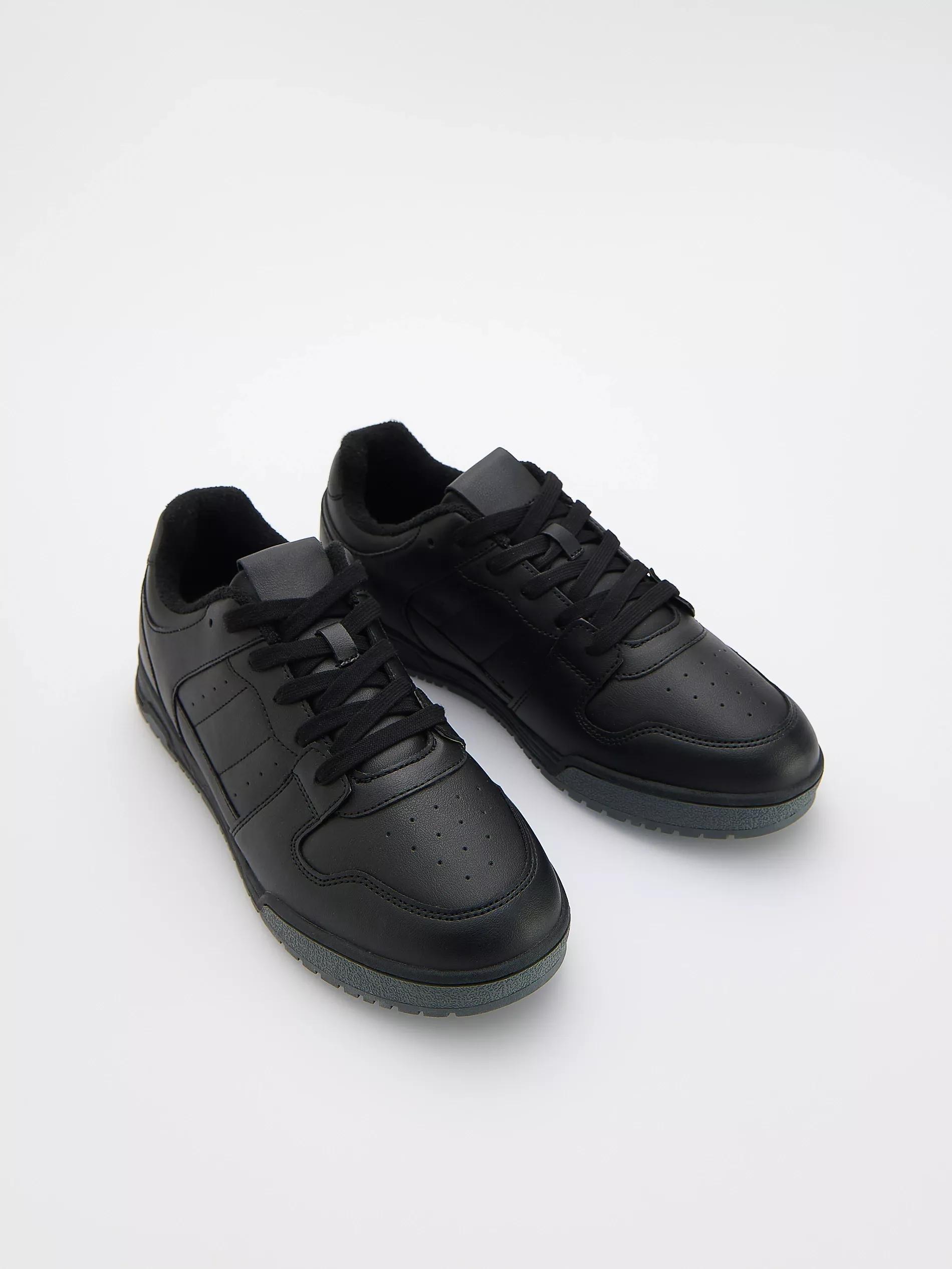 Black Eco-Leather Sports Shoes, Black, large image number 1