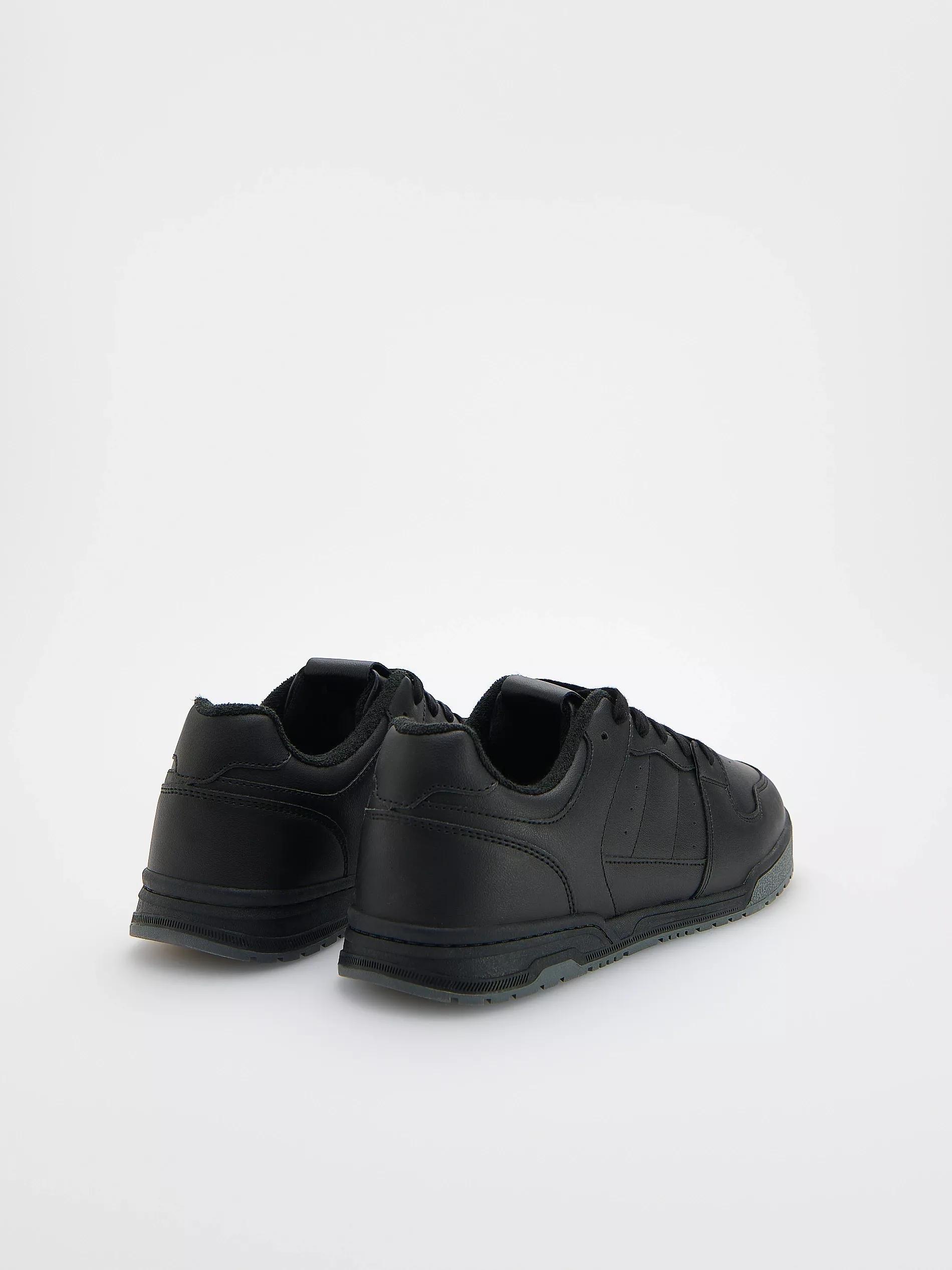 Black Eco-Leather Sports Shoes, Black, large image number 2