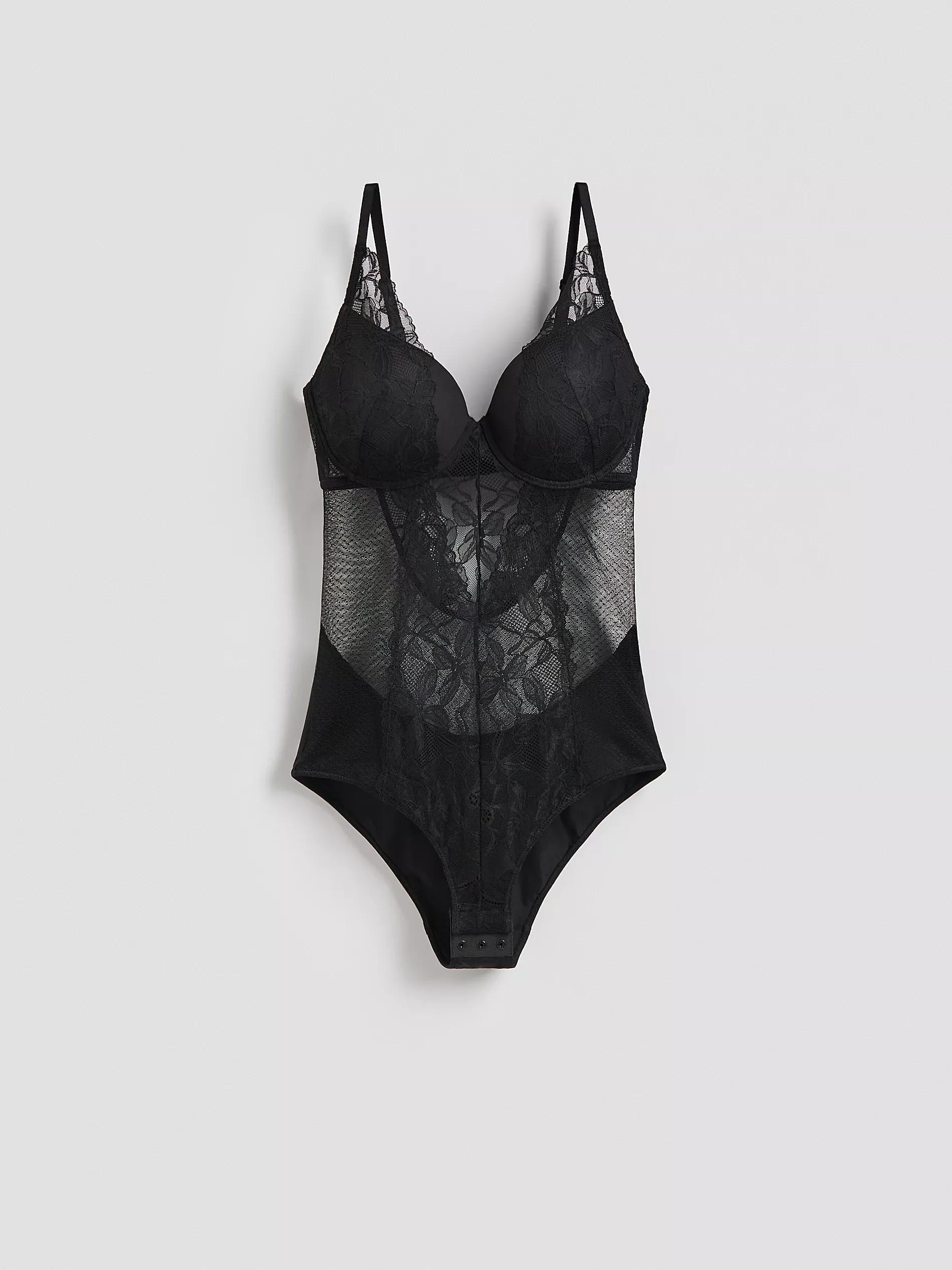 Black Lace Body, Black, medium