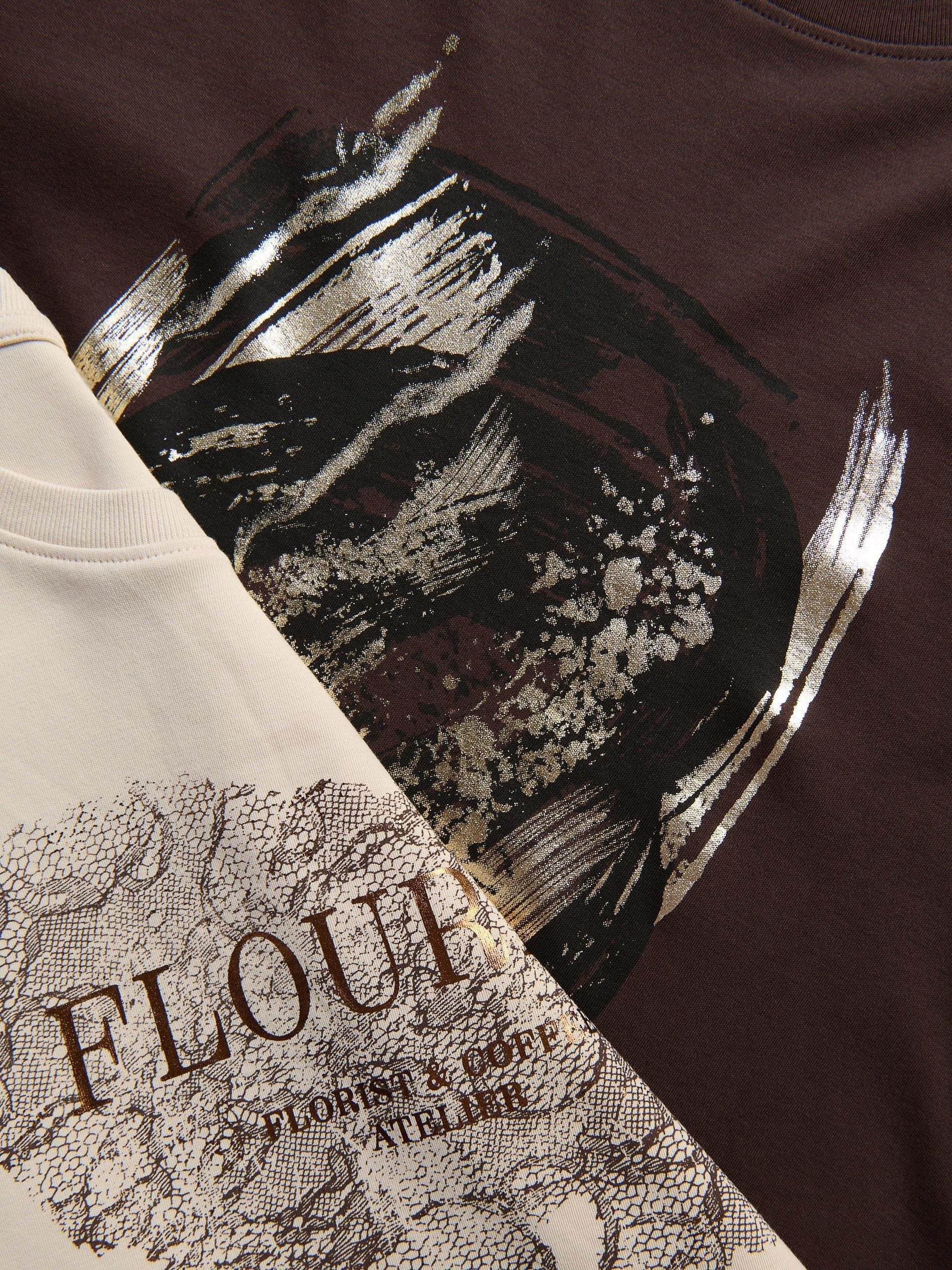 Beige Cotton T-Shirt With Print, Beige, large image number 1