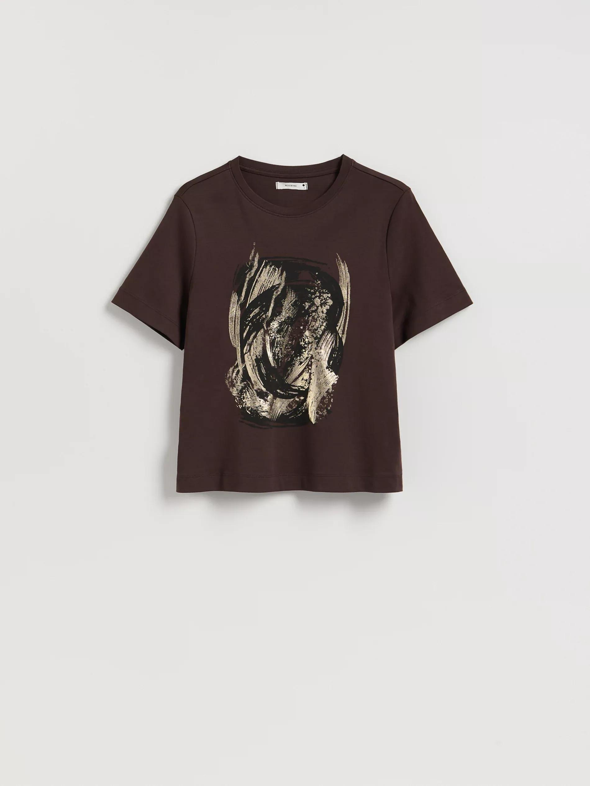 Brown Cotton T-Shirt With Print, Brown, medium