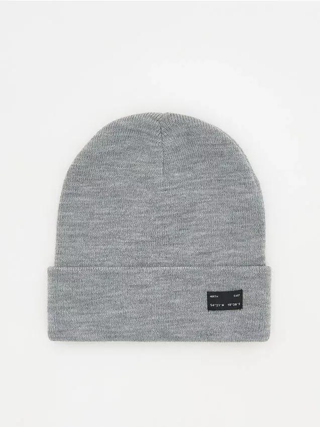 Grey Beanie With Patch, Light grey, large image number 0