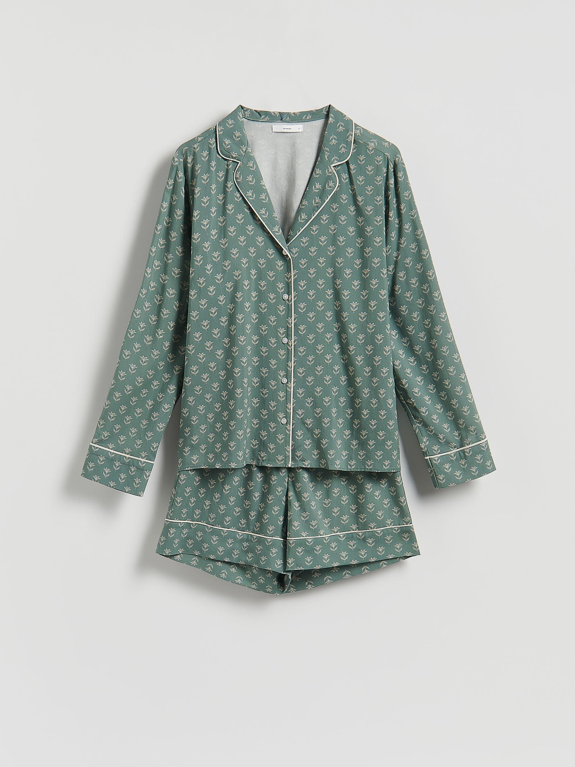 Green Two Piece Viscose Pyjama Set, Green, large image number 4