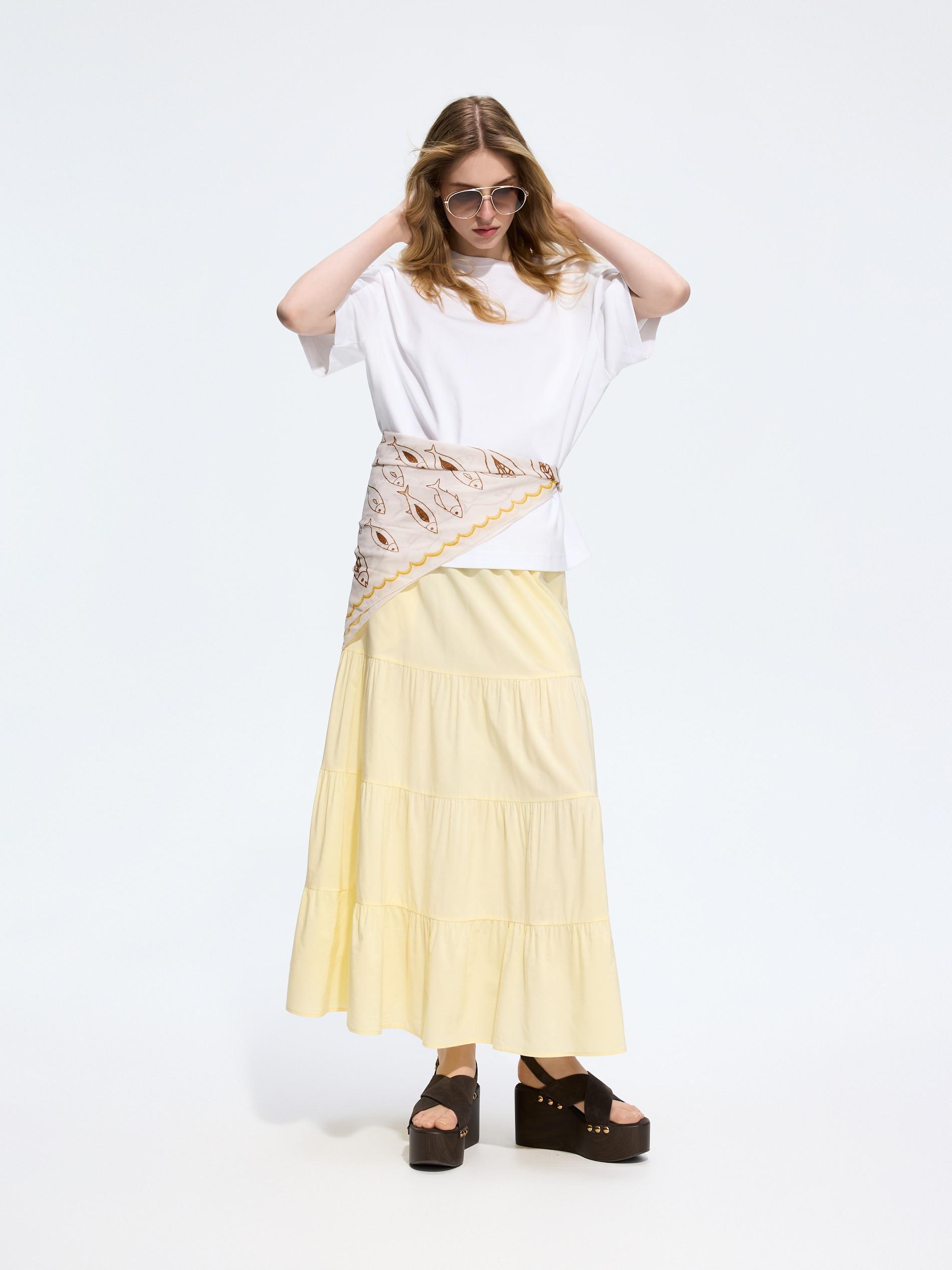 Yellow Viscose Rich Maxi Skirt, Yellow, large image number 0