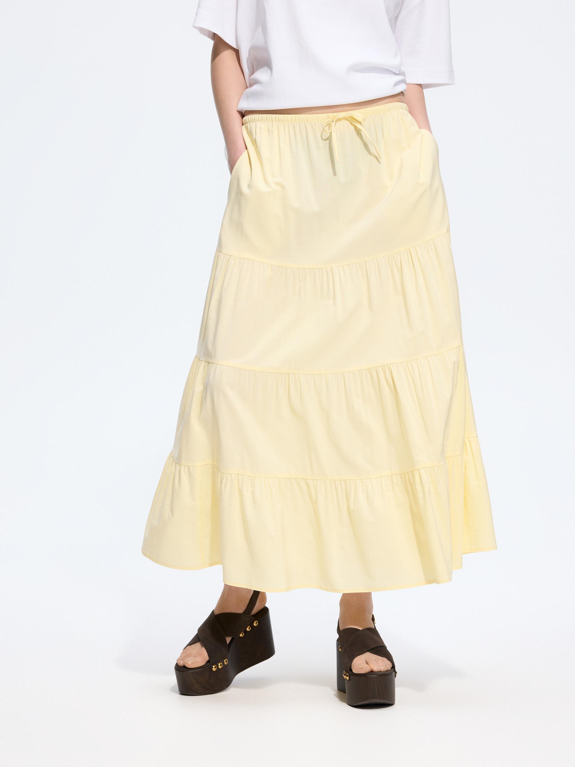 Yellow Viscose Rich Maxi Skirt, Yellow, large image number 1