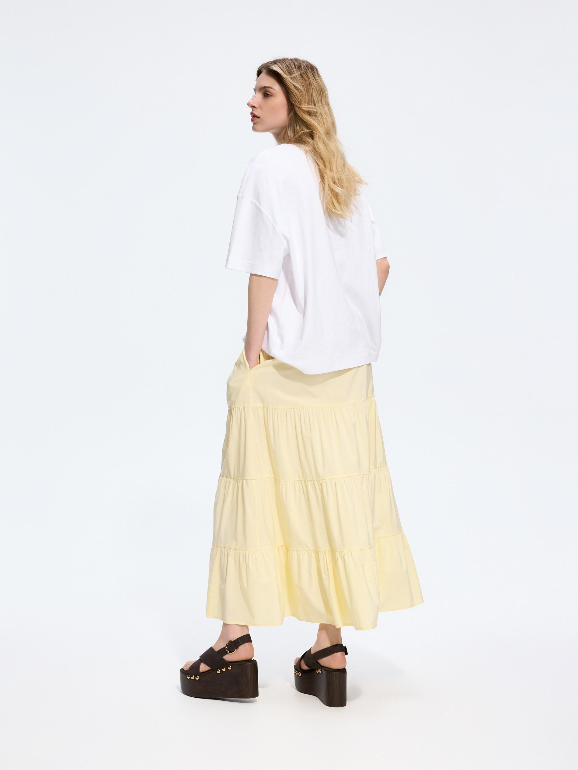 Yellow Viscose Rich Maxi Skirt, Yellow, large image number 2