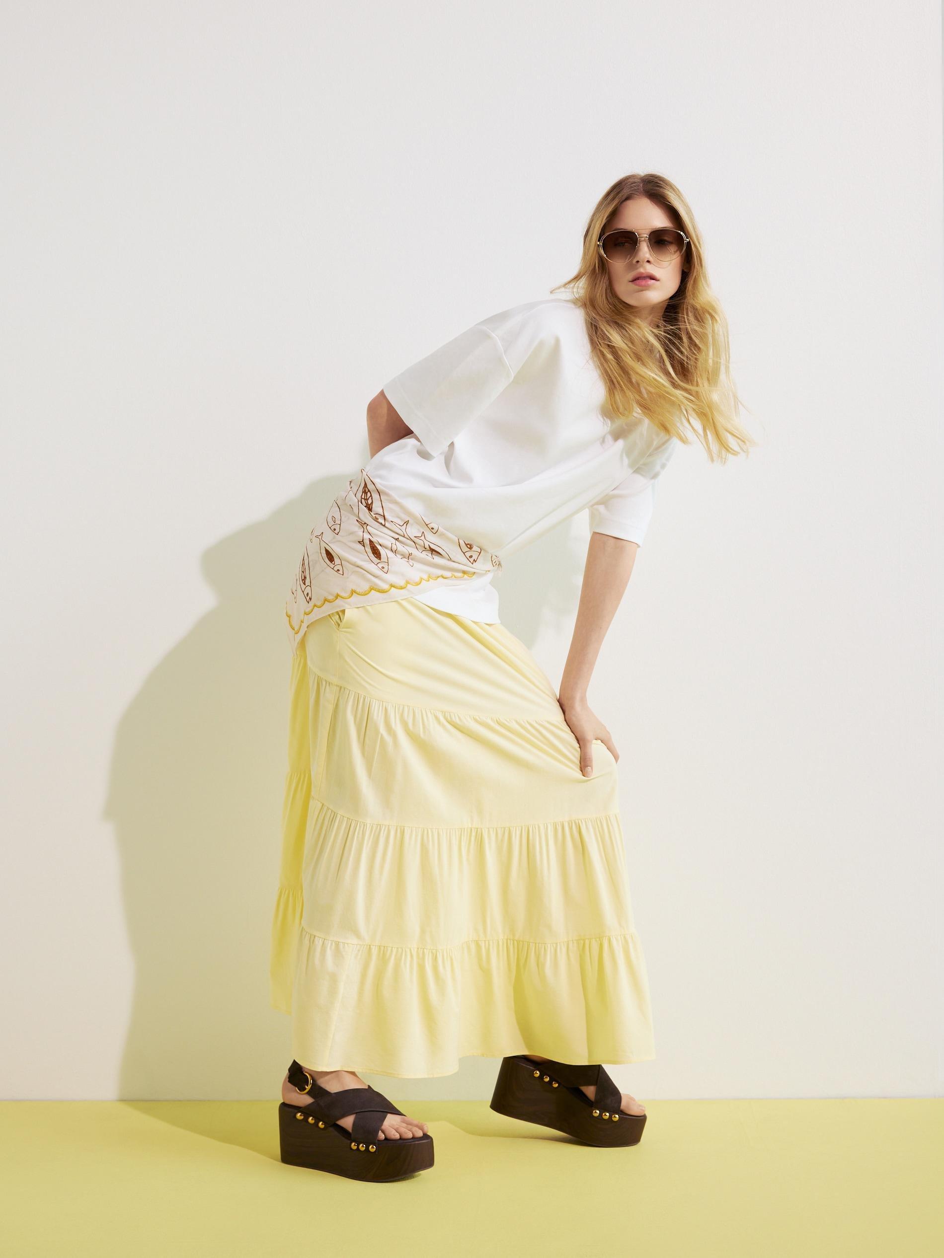 Yellow Viscose Rich Maxi Skirt, Yellow, large image number 3