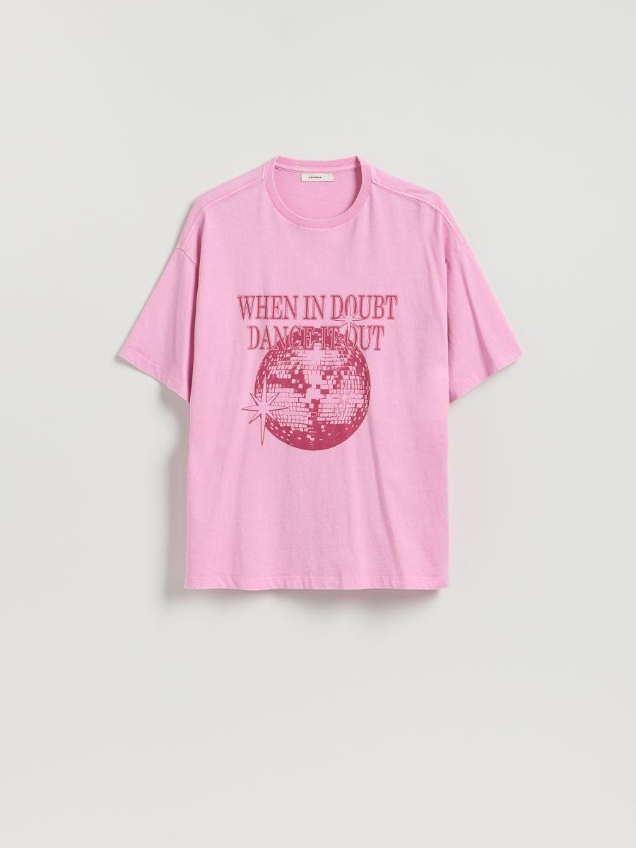 Pink T-Shirt With Print, Pink, medium