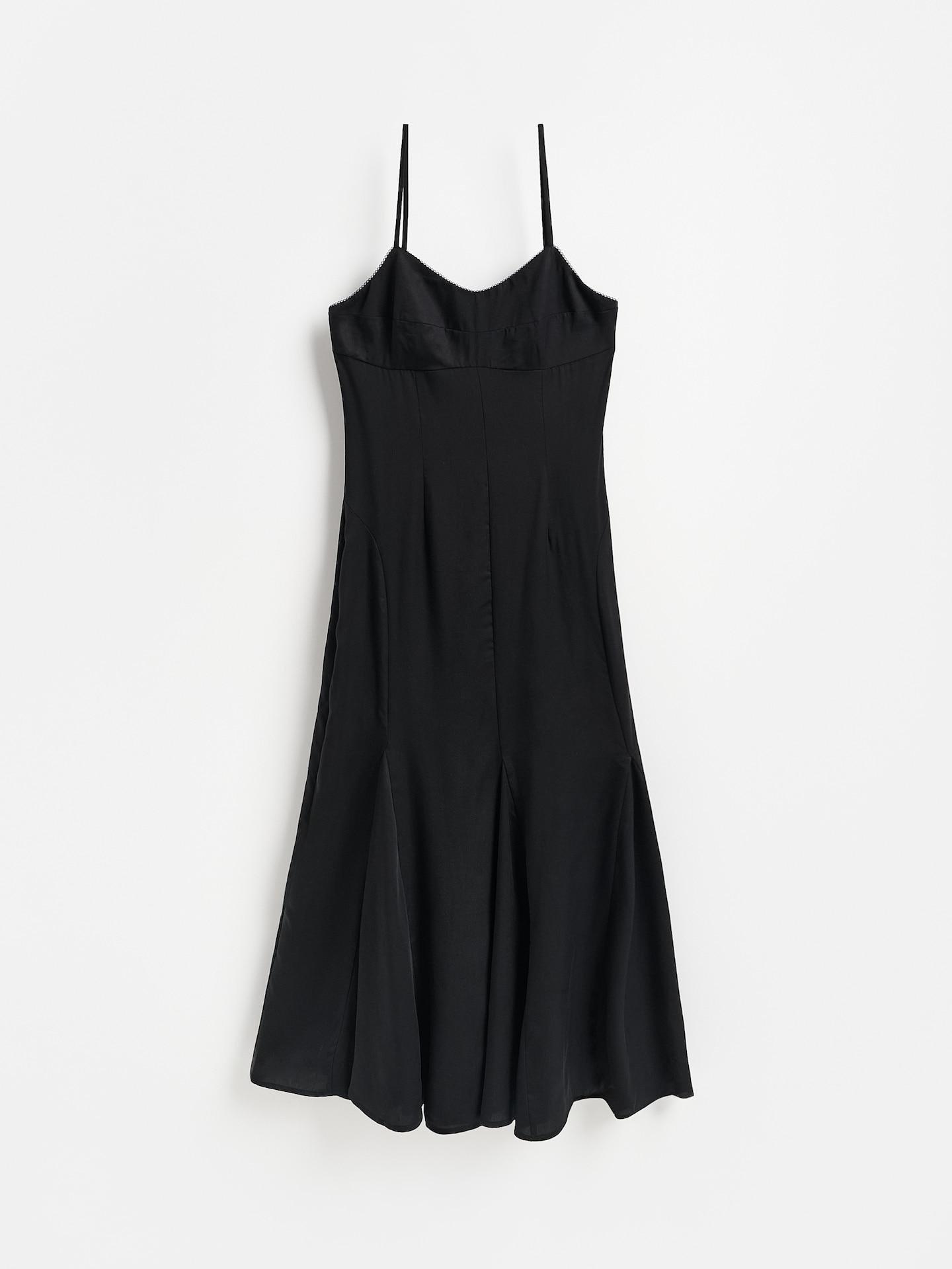 Black Lyocell Midi Dress, Black, large image number 3