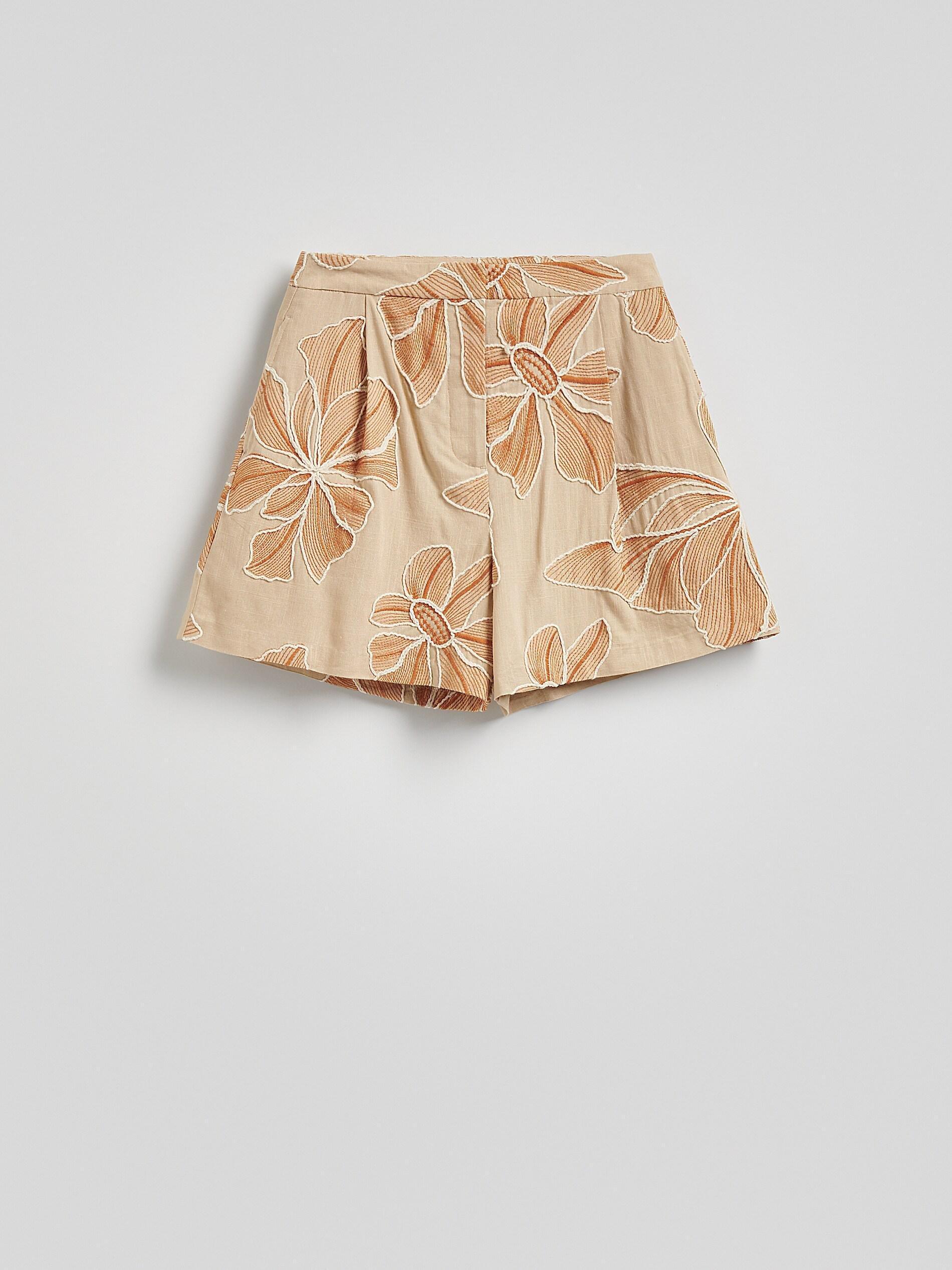 Multicolour Patterned Linen-Blend Shorts, Multicolor, medium