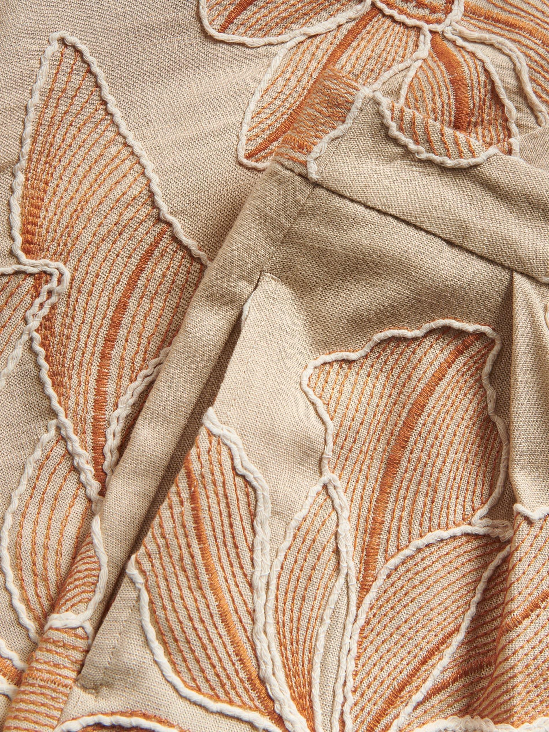 Multicolour Patterned Linen-Blend Shorts, , large image number 2