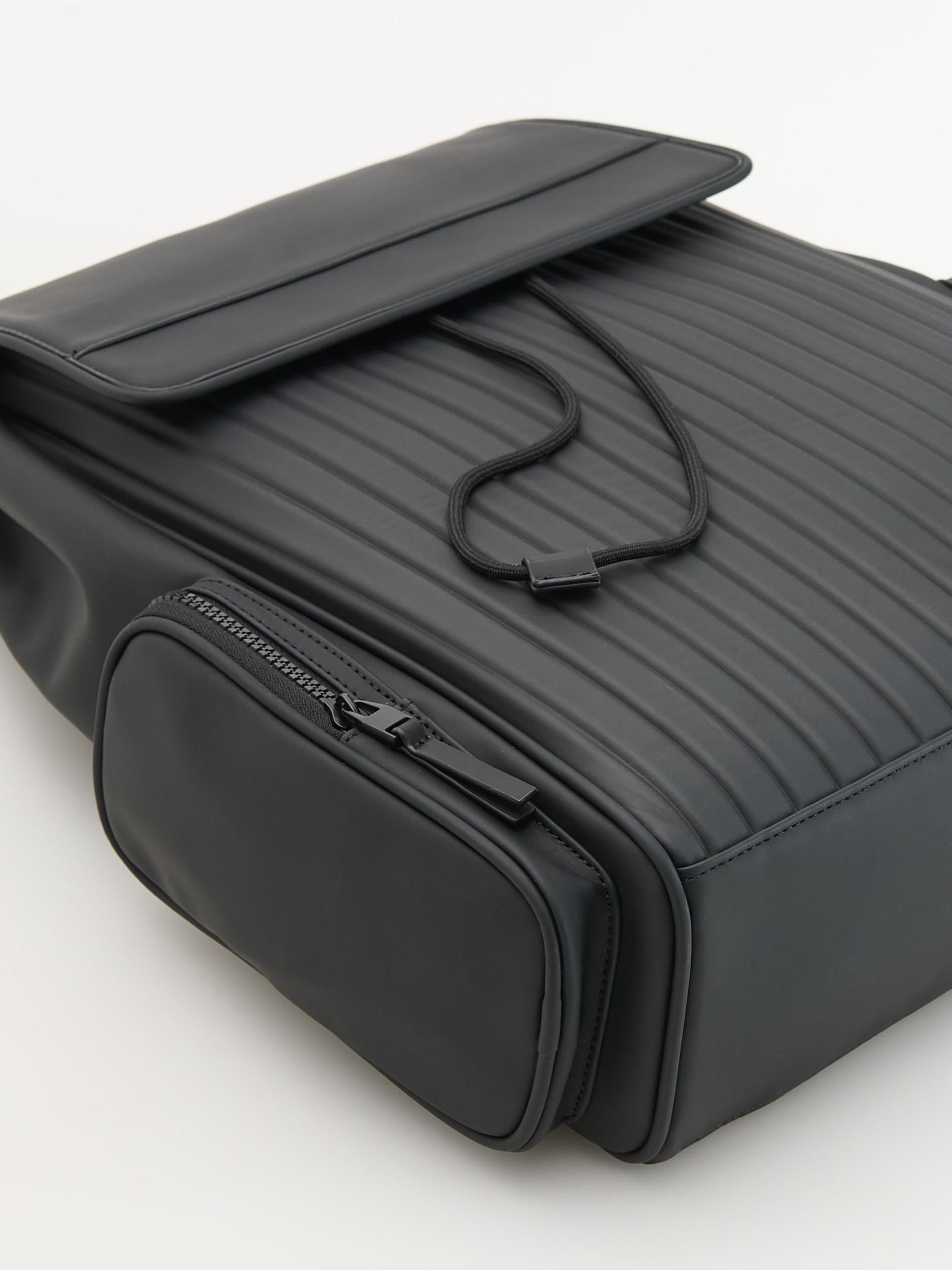 Black Quilted Backpack, Black, large image number 2