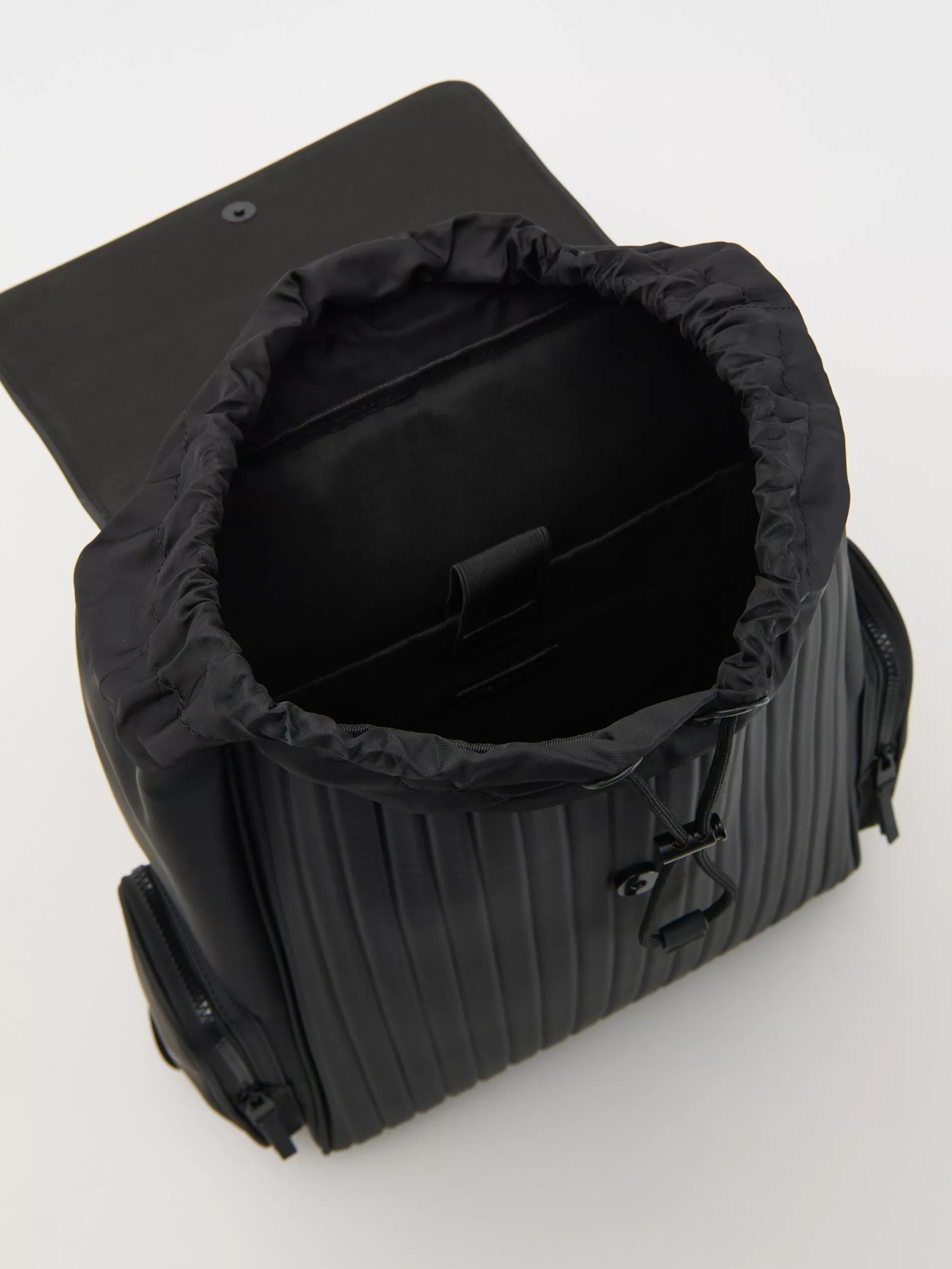 Black Quilted Backpack, Black, large image number 3