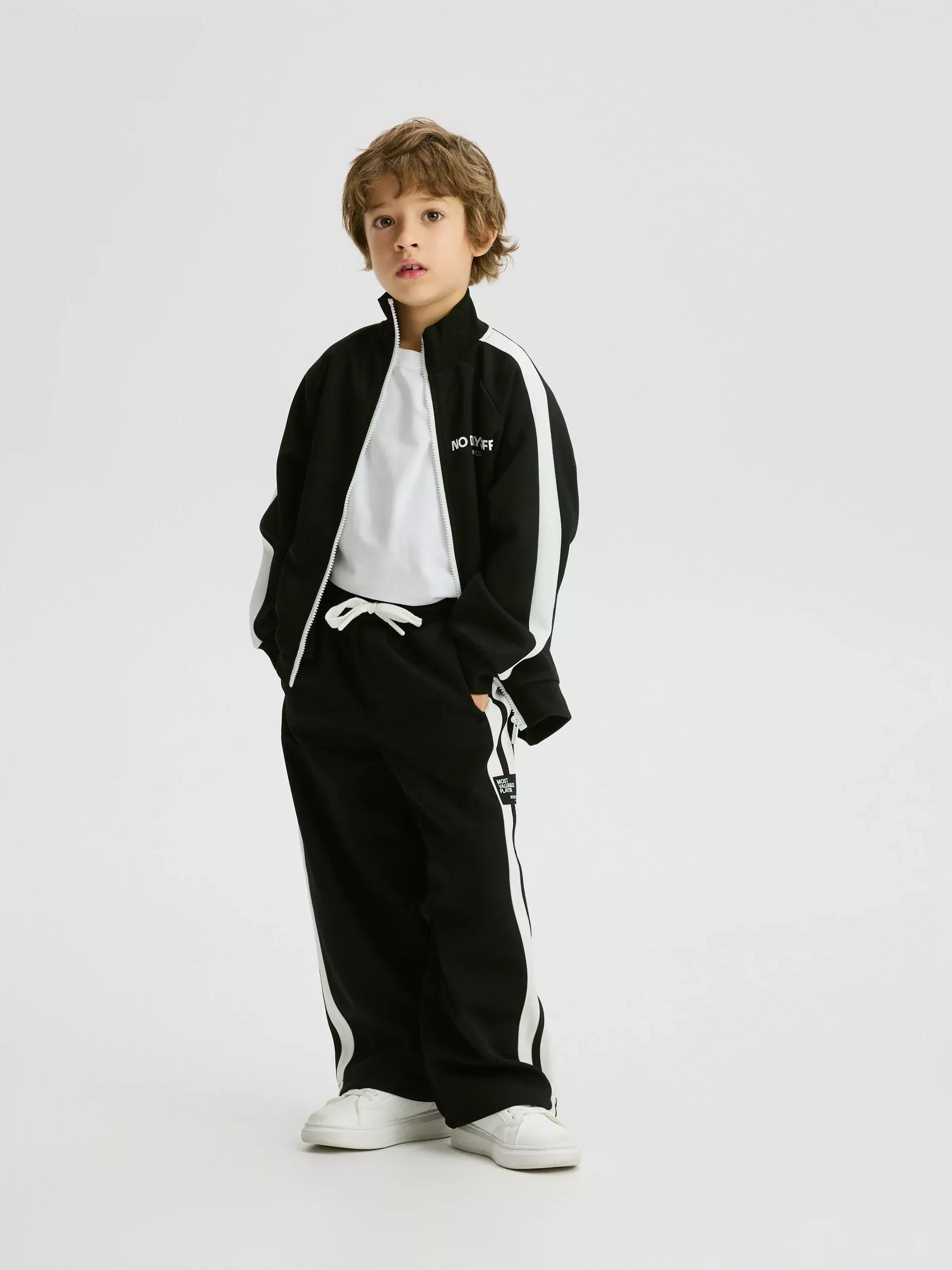 Black Trousers With Side Stripe, Kids Boys, Black, large image number 3