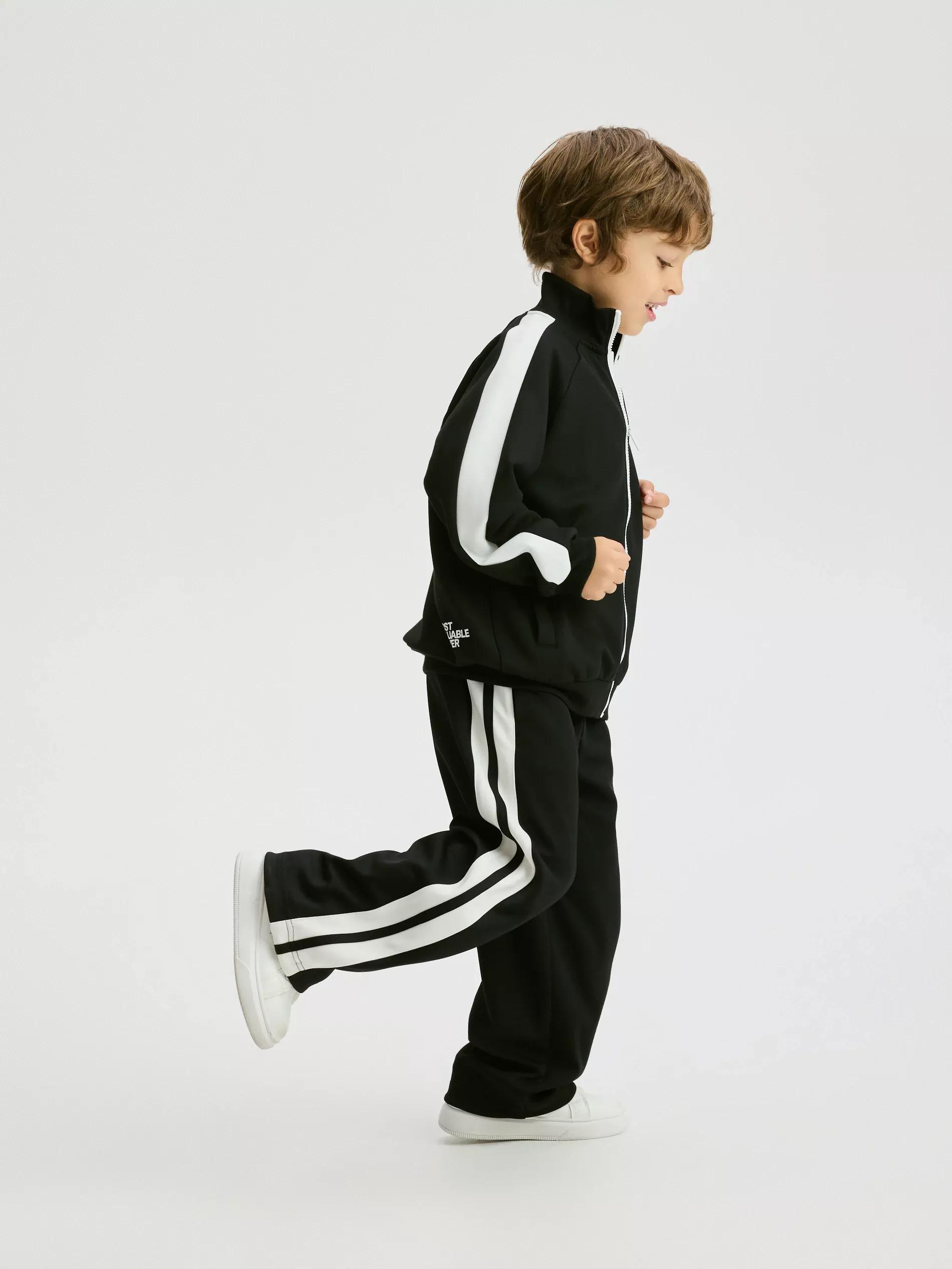 Black Trousers With Side Stripe, Kids Boys, Black, large image number 4