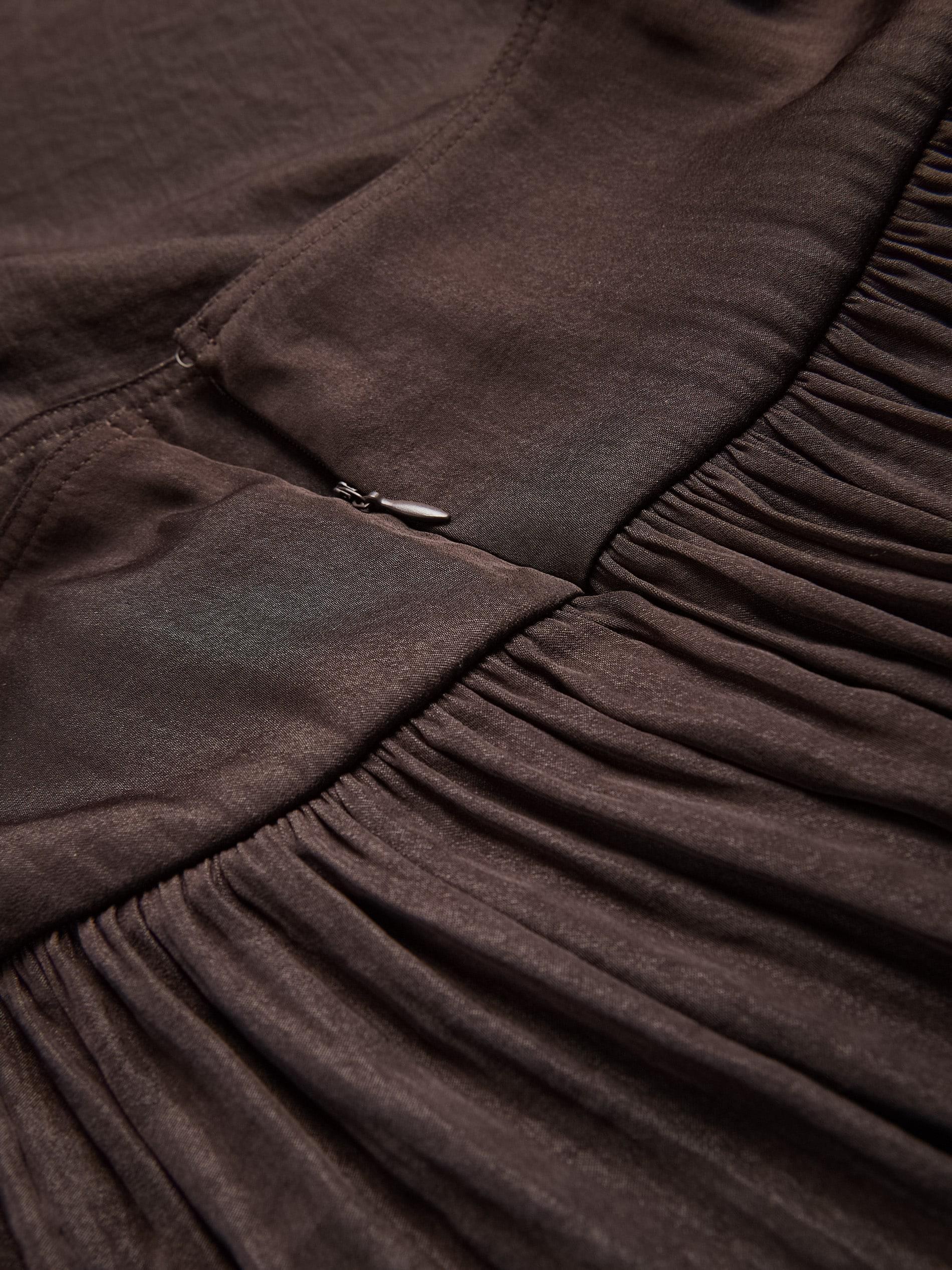 Brown Pleated Midi Skirt, Brown, large image number 4