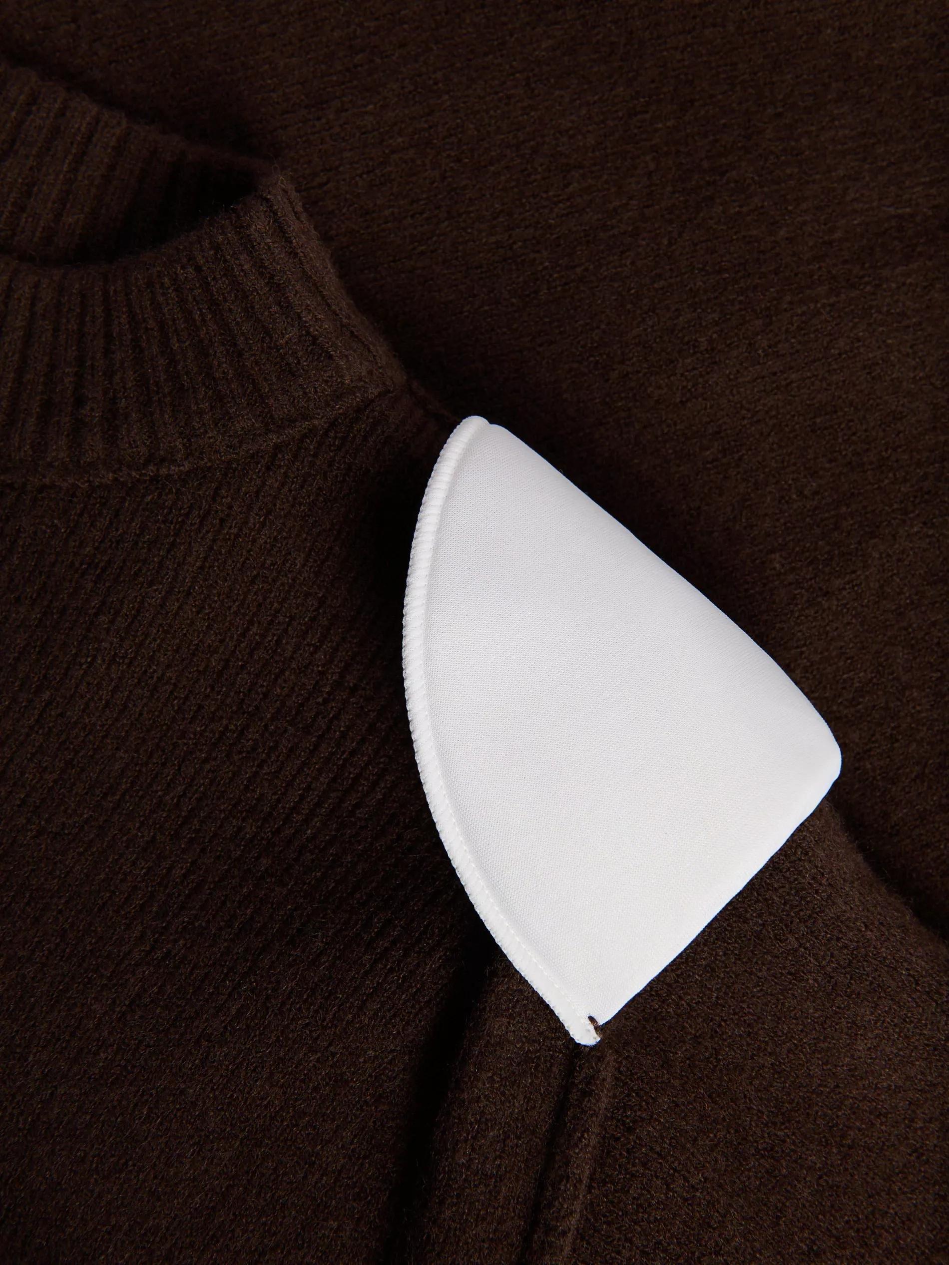 Brown Sweater With Shoulder Pads, Brown, large image number 5