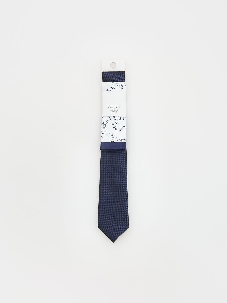 Navy Tie With Pocket Square, Navy, large image number 1